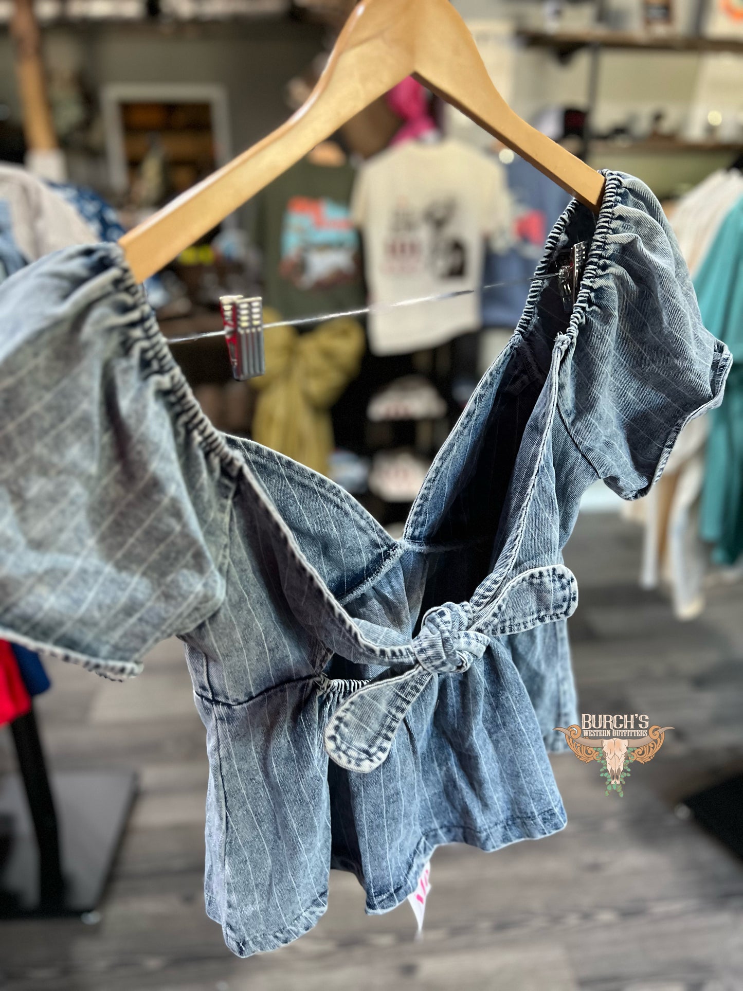 Washed Stripe Denim Top