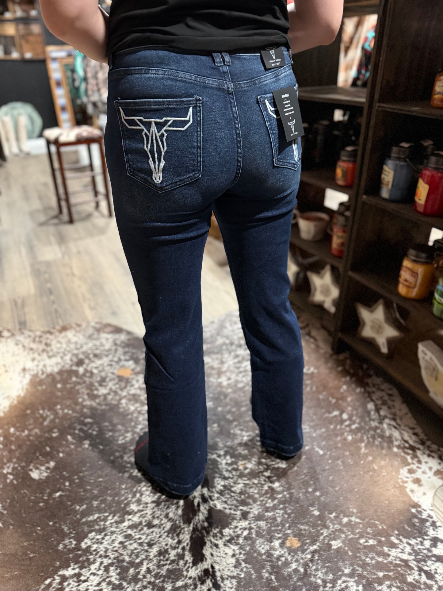 White Steer Lucky and Blessed Trouser Jeans