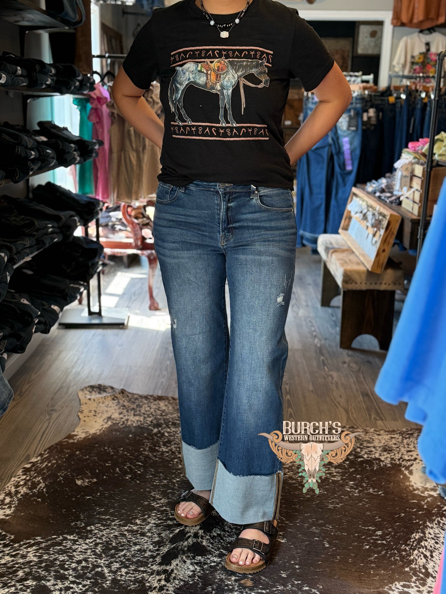 The Lindy’s Wide Cuffed Risen Jeans