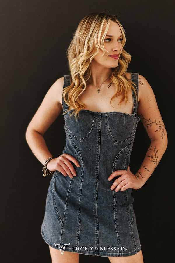 Vintage Dark Wash Denim Dress