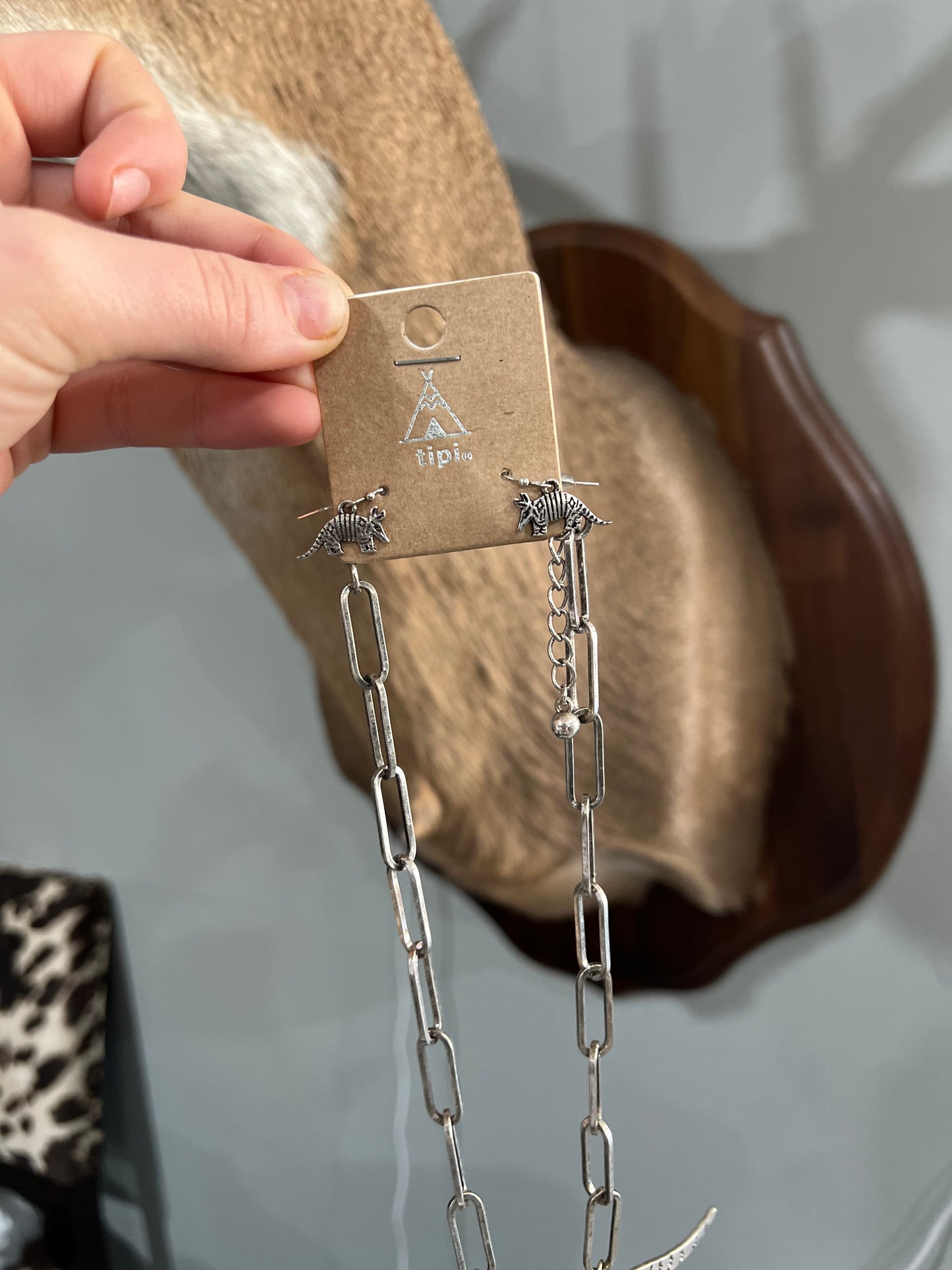 Armadillo Necklace + Earrings