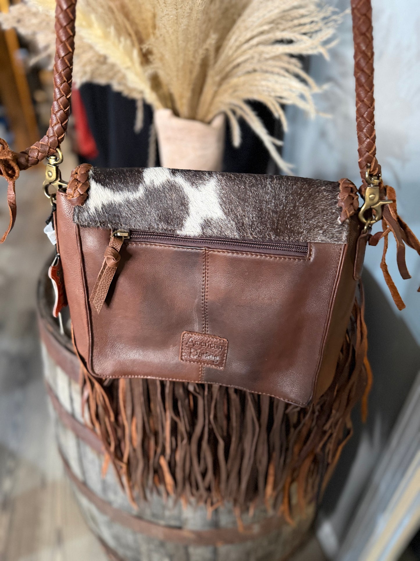 Cowhide Fringe Leather Crossbody