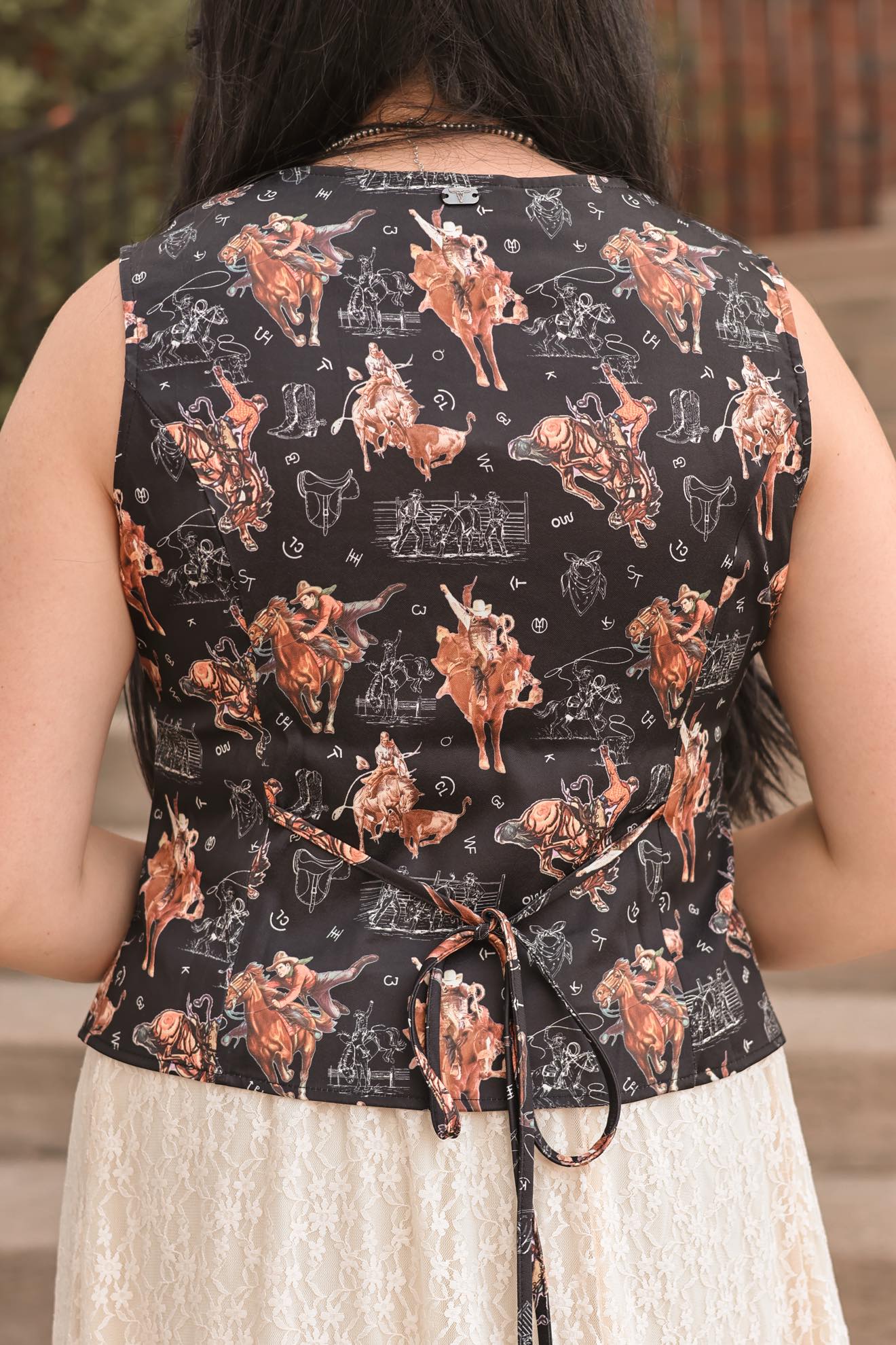 Bronco Printed Button Down Vest