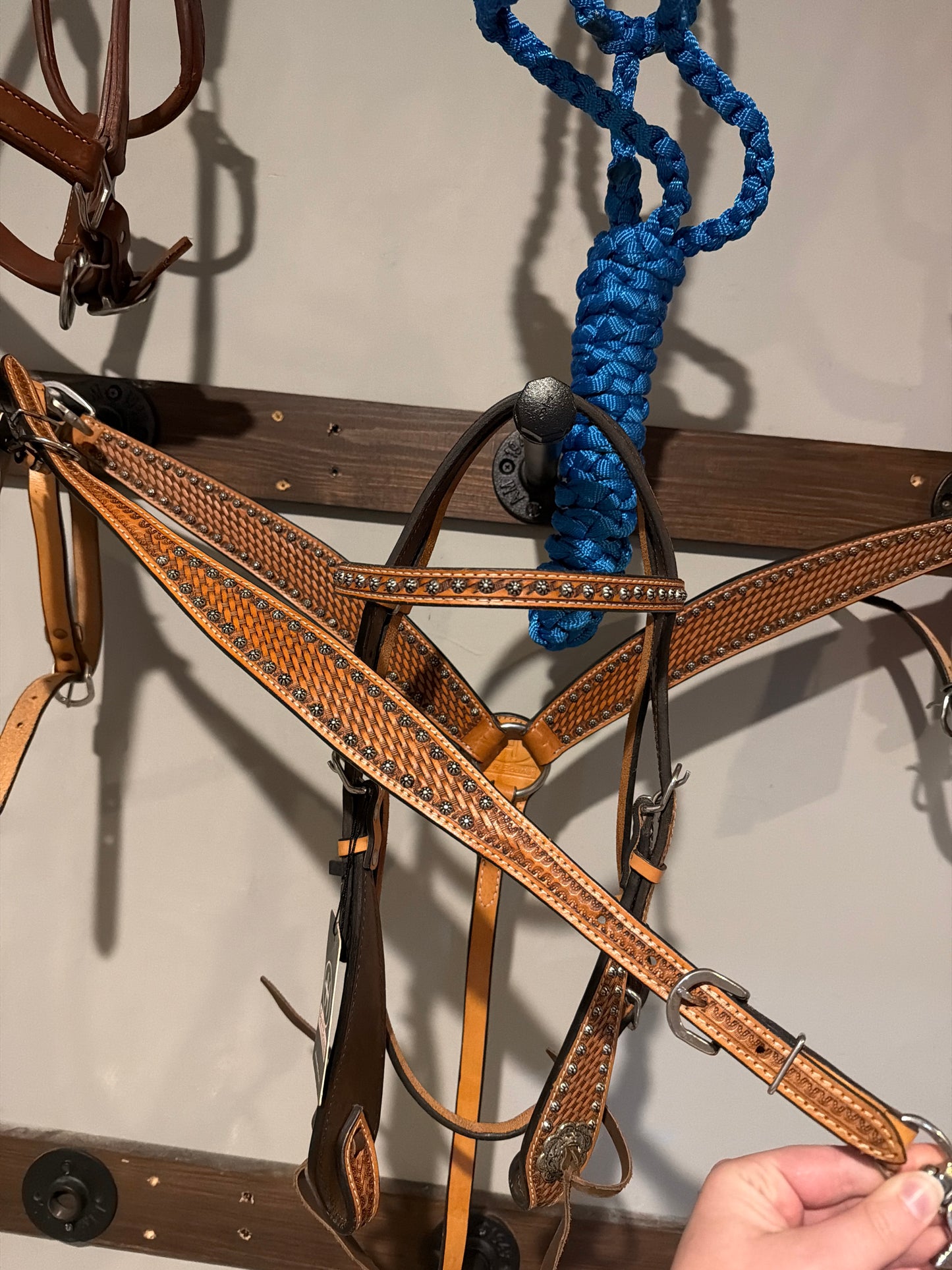 Basketweave Studded Wither Strap
