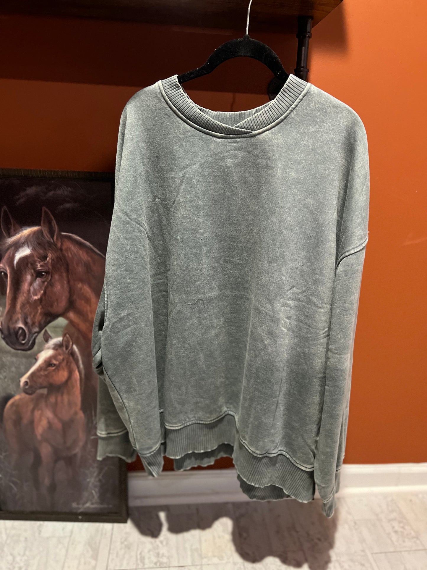 Jade Mineral Wash Fleece Pullover