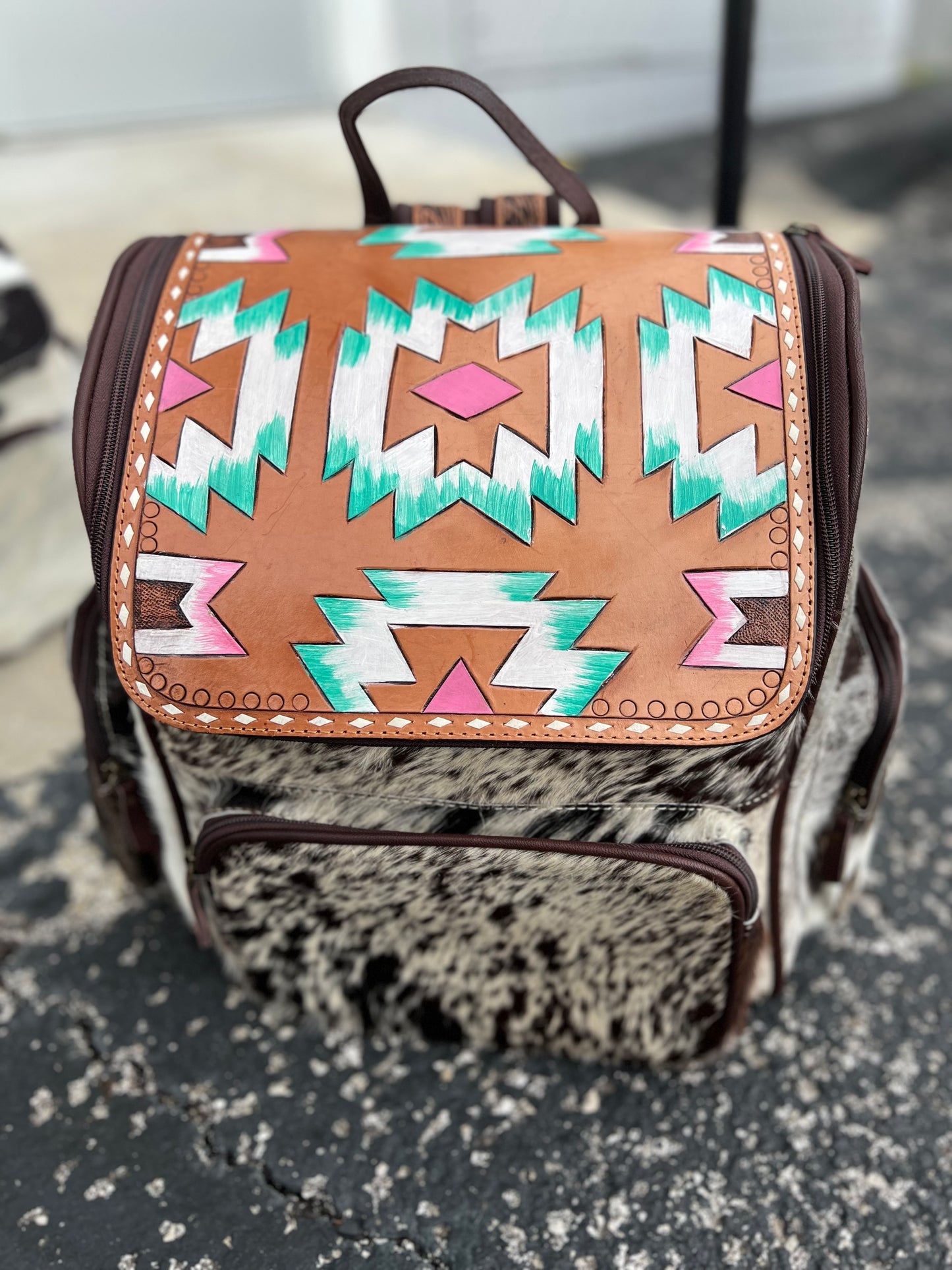Pink Aztec Backpack / Diaper Bag