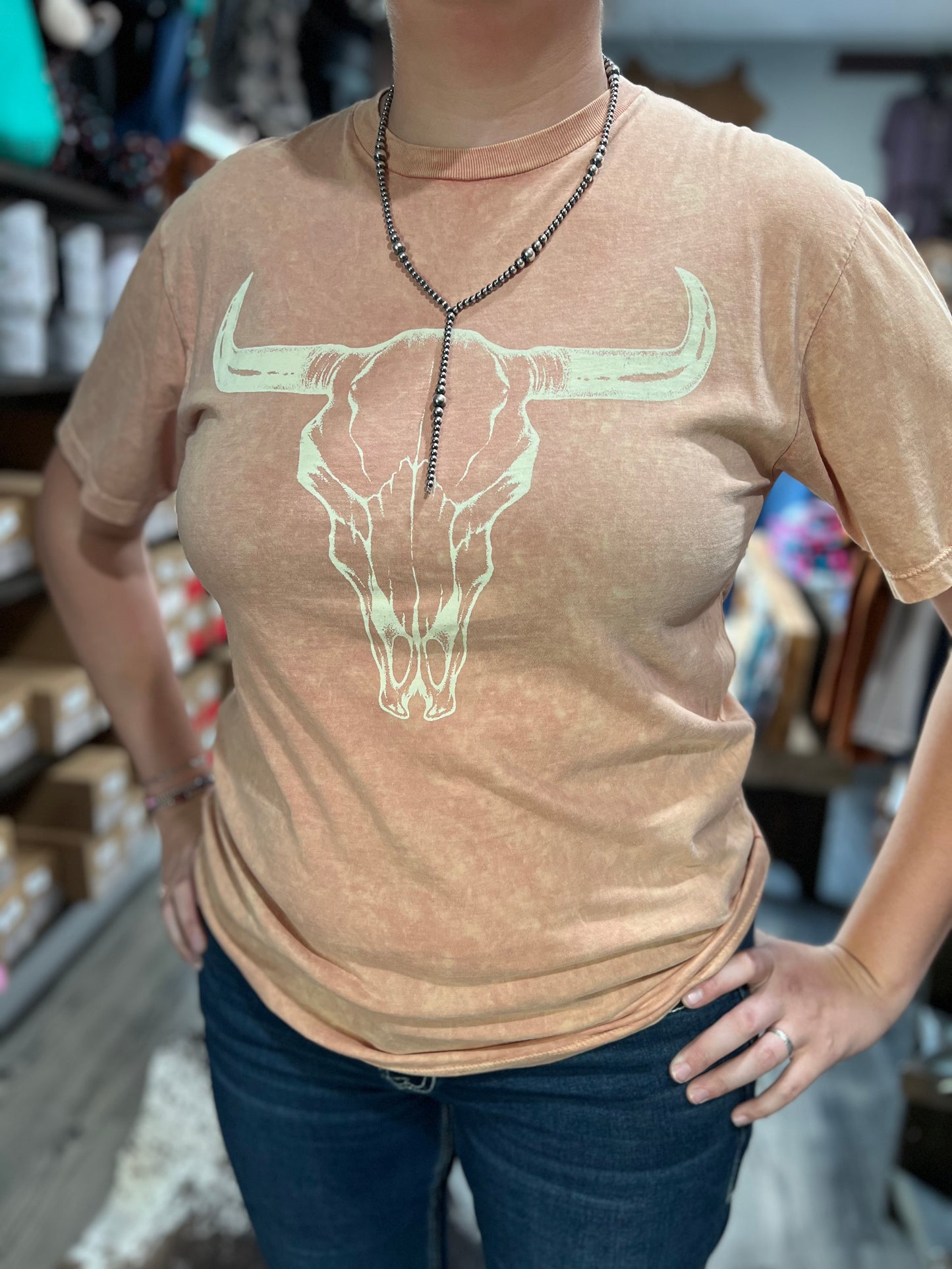 Coral Steer Mineral Wash Tee