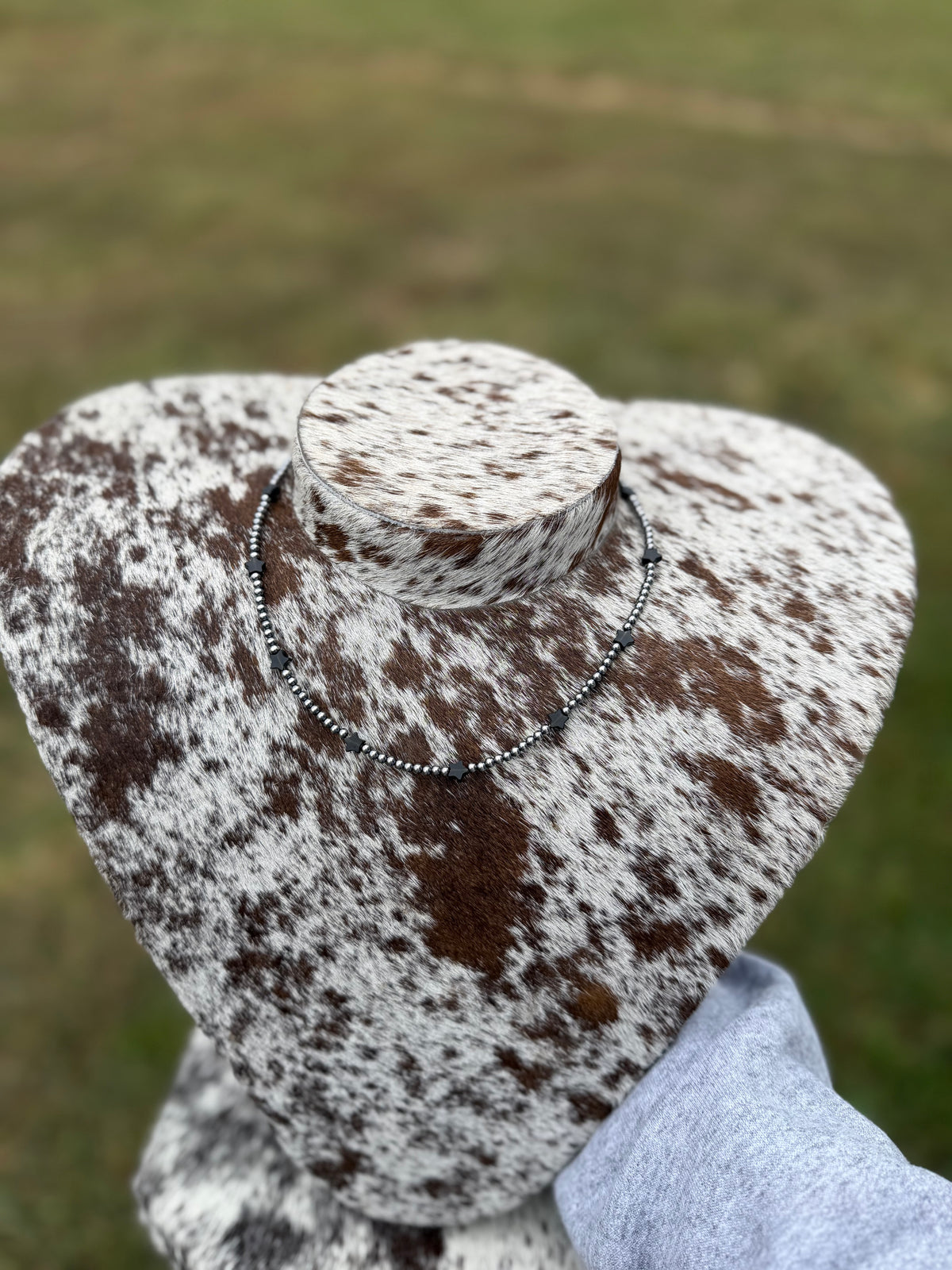 Black Onyx Stars Sterling Silver Pearl Necklace