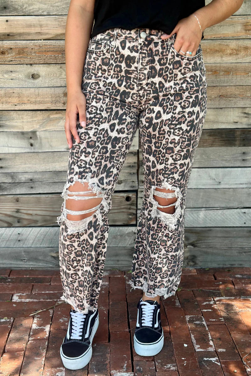 Cheetah Distressed Jeans