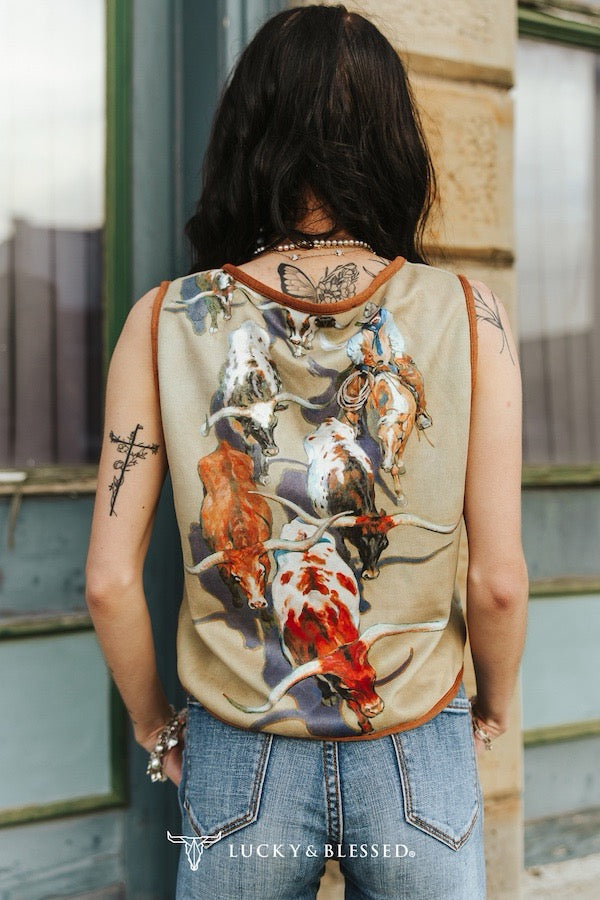 Suede Bull Tie Vest
