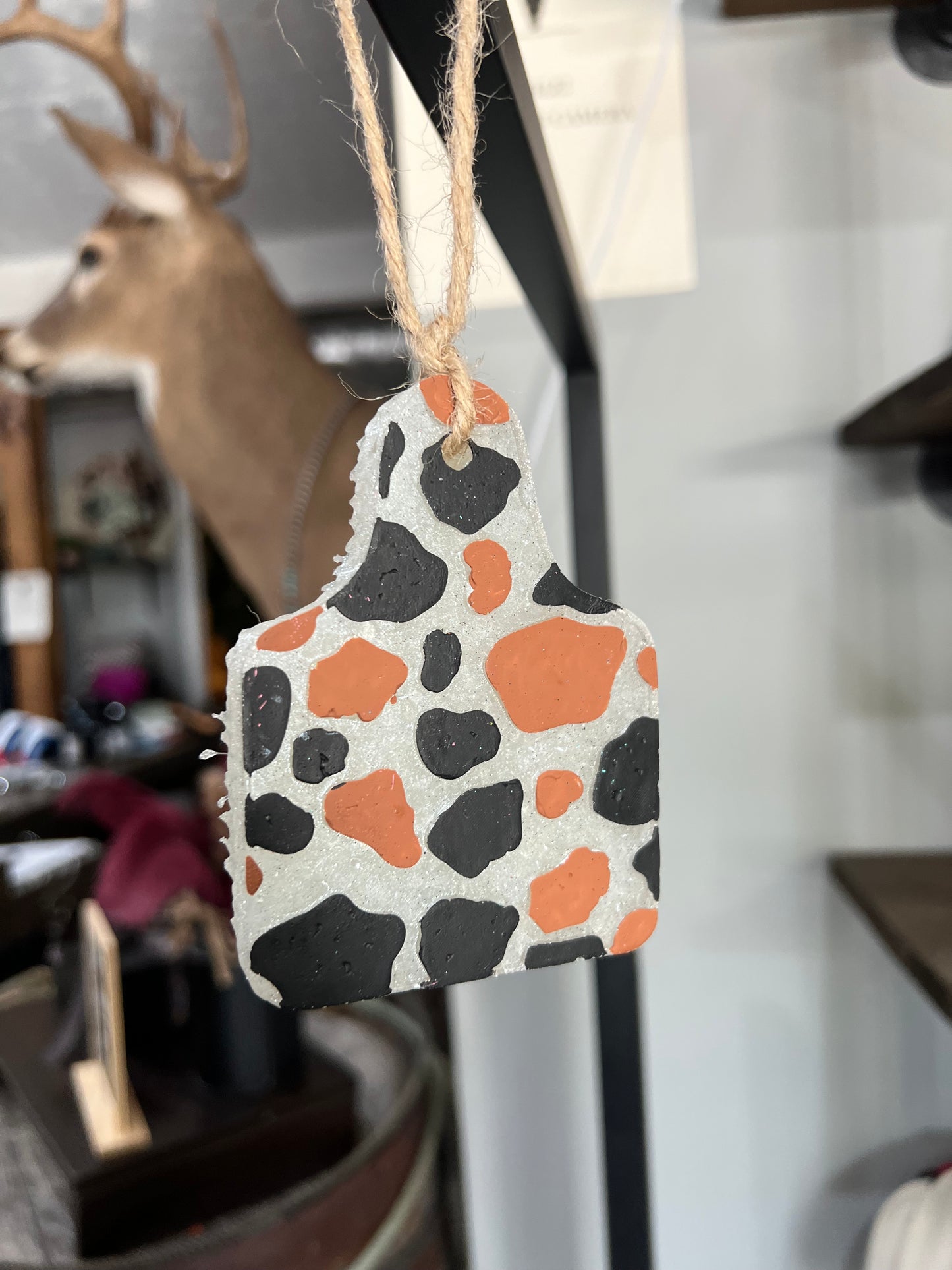Suede & Lace Cow Tag Freshie