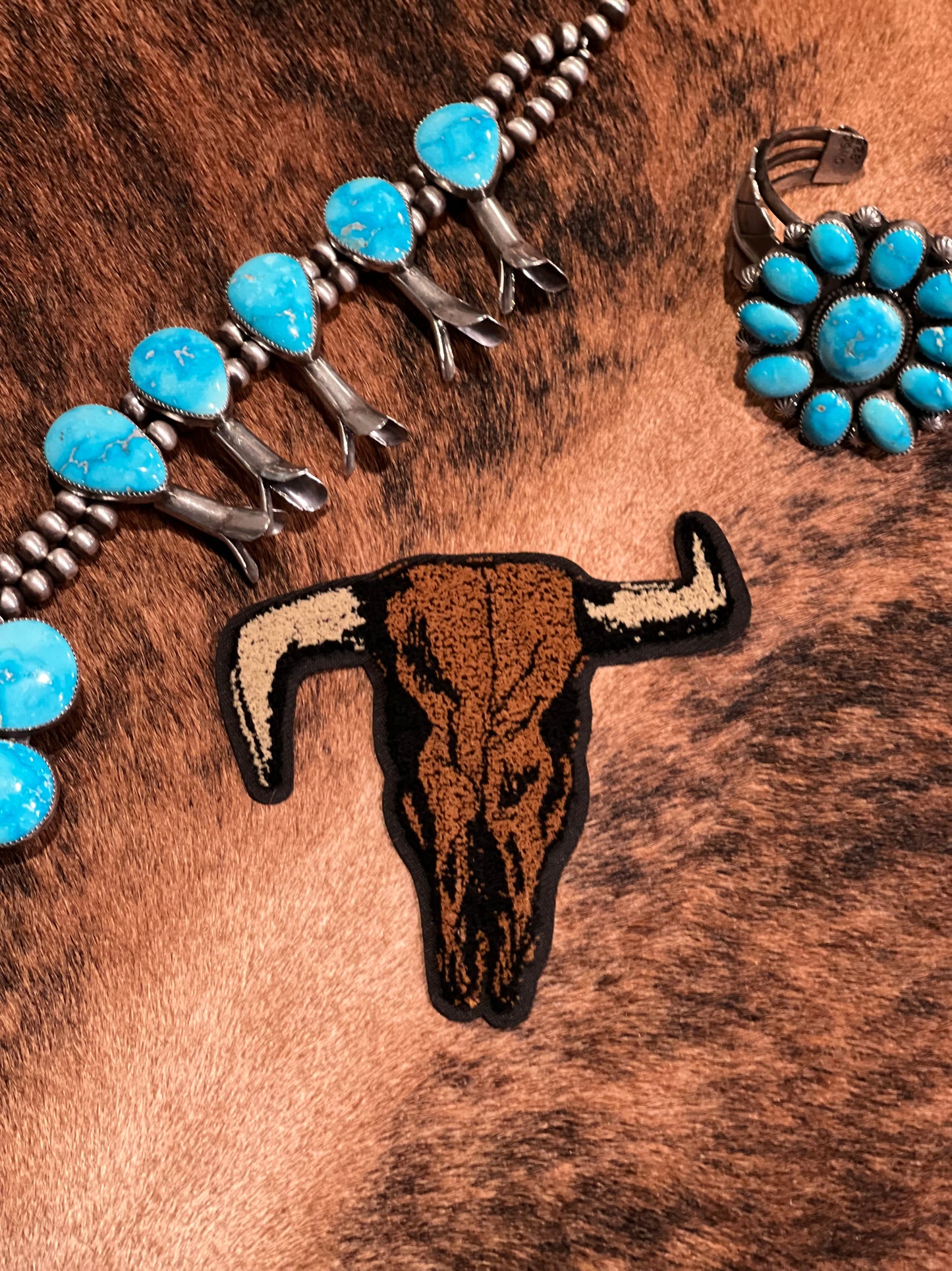 Twisted Bull Skull Iron On Patch