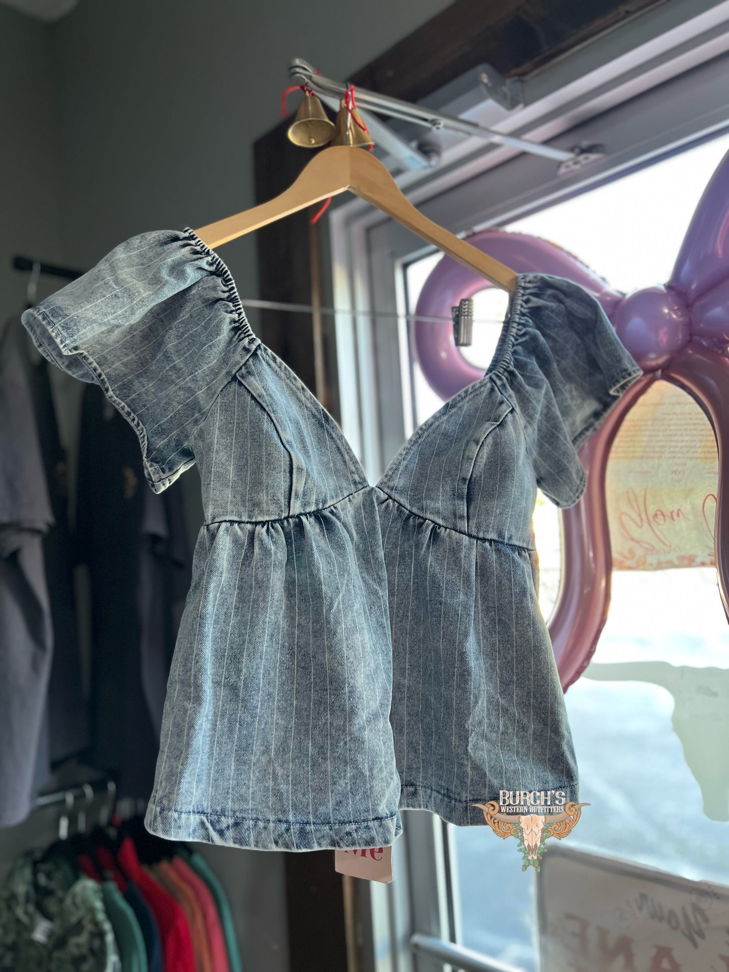 Washed Stripe Denim Top