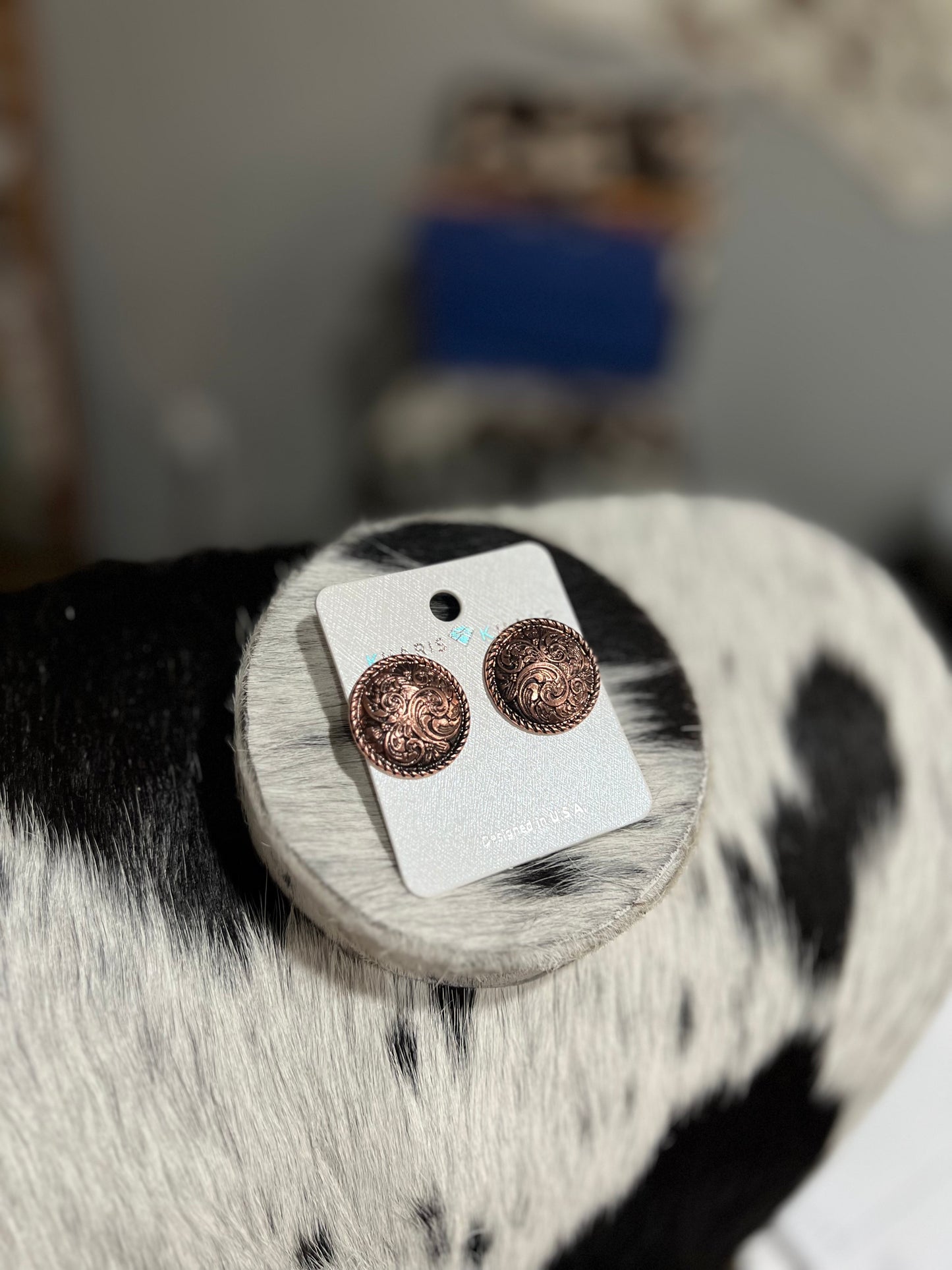 Faux Copper Circle Studs