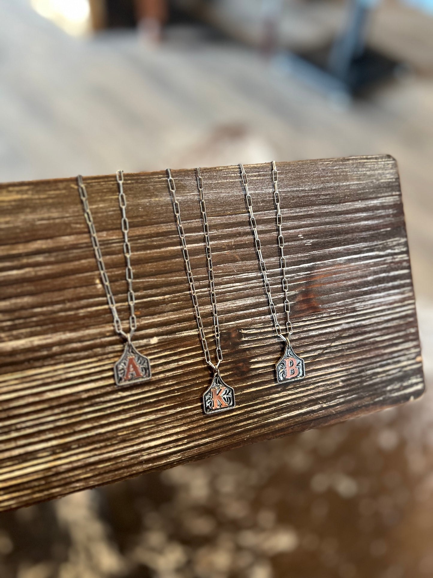 Cow Tag Initial Necklace