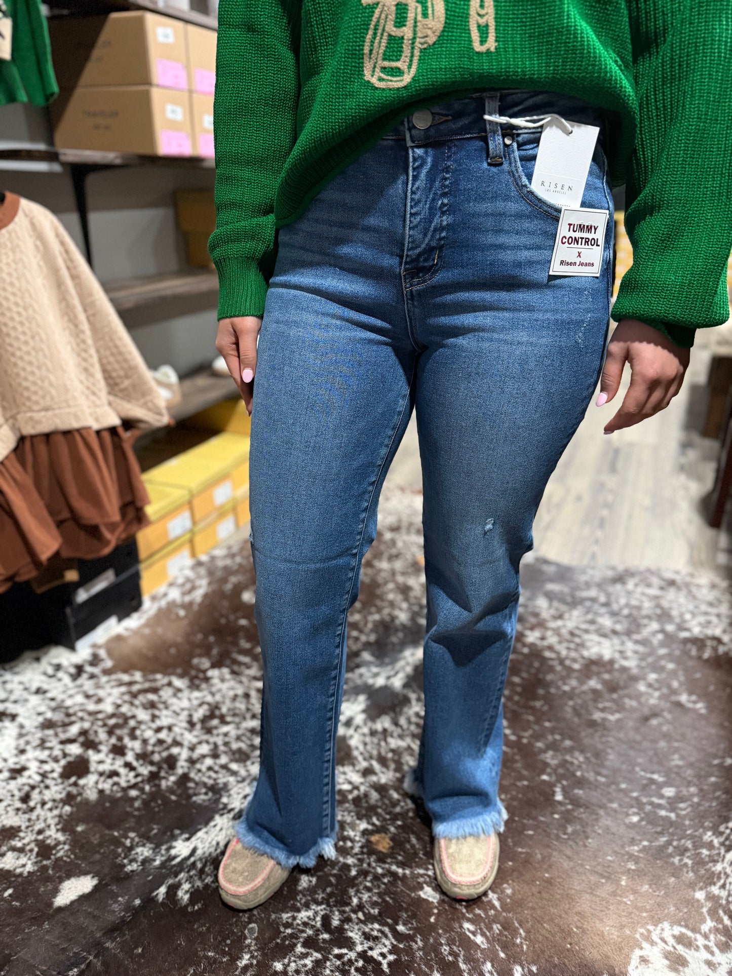 The Grace Mid Rise Straight Risen Jeans