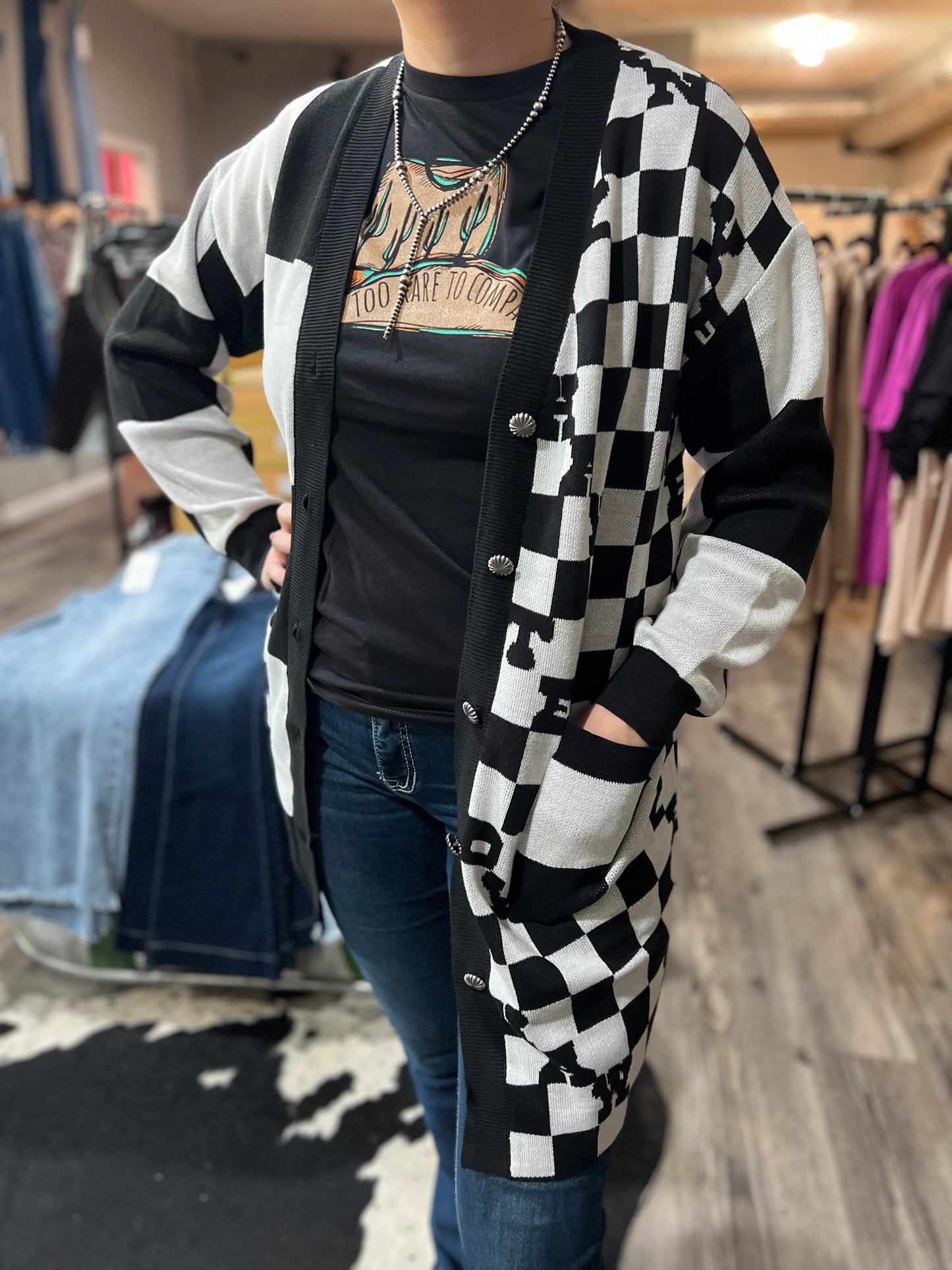 Cowboy Bueno Checkered Cardigan