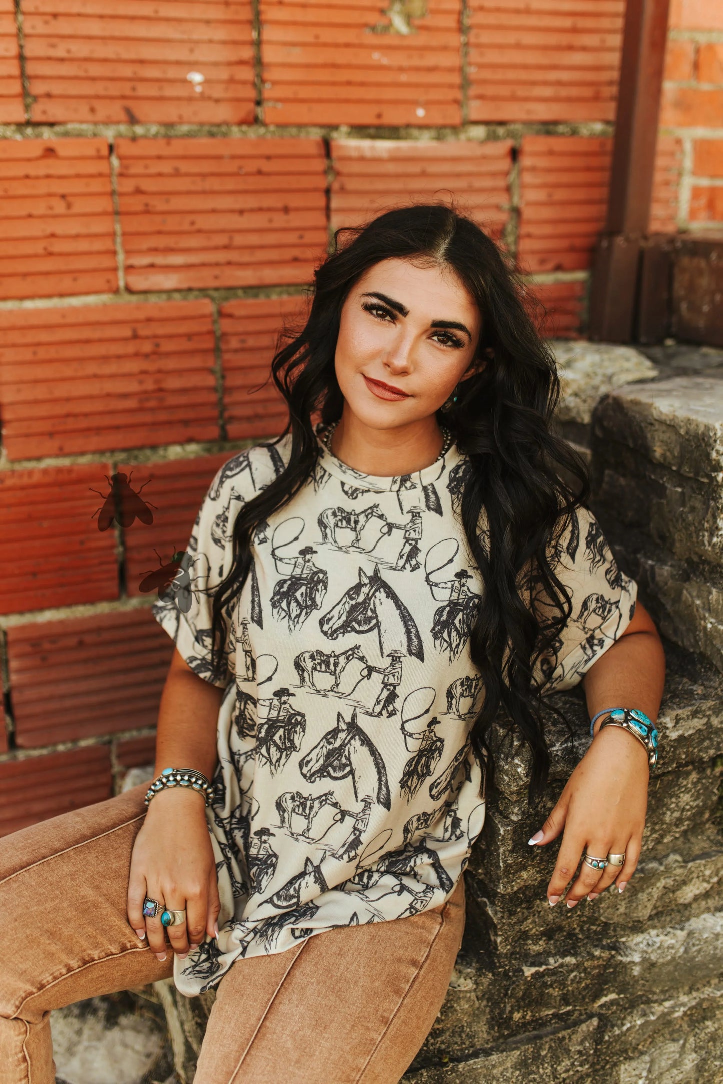 Cowboy Doodles Oversized Top