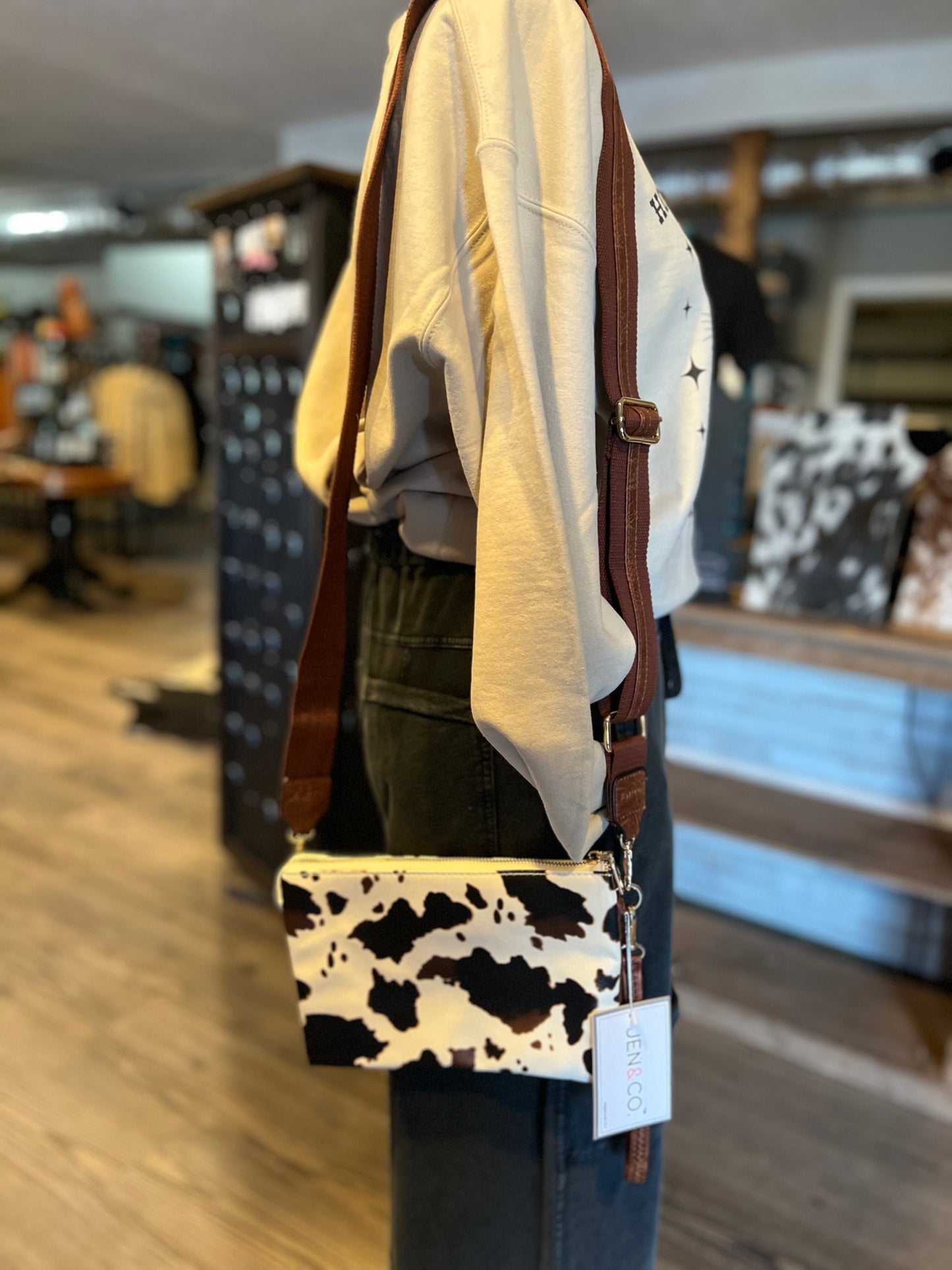 The Zoie Cow Print Crossbody