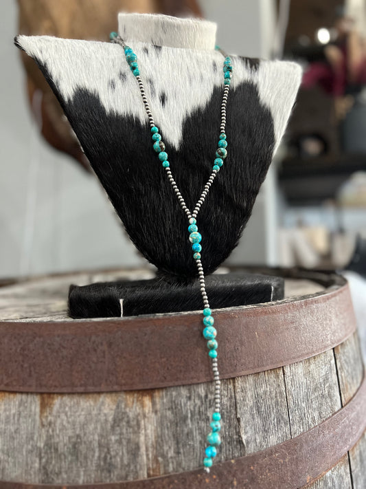 31” Lariat Turquoise Faux Necklace