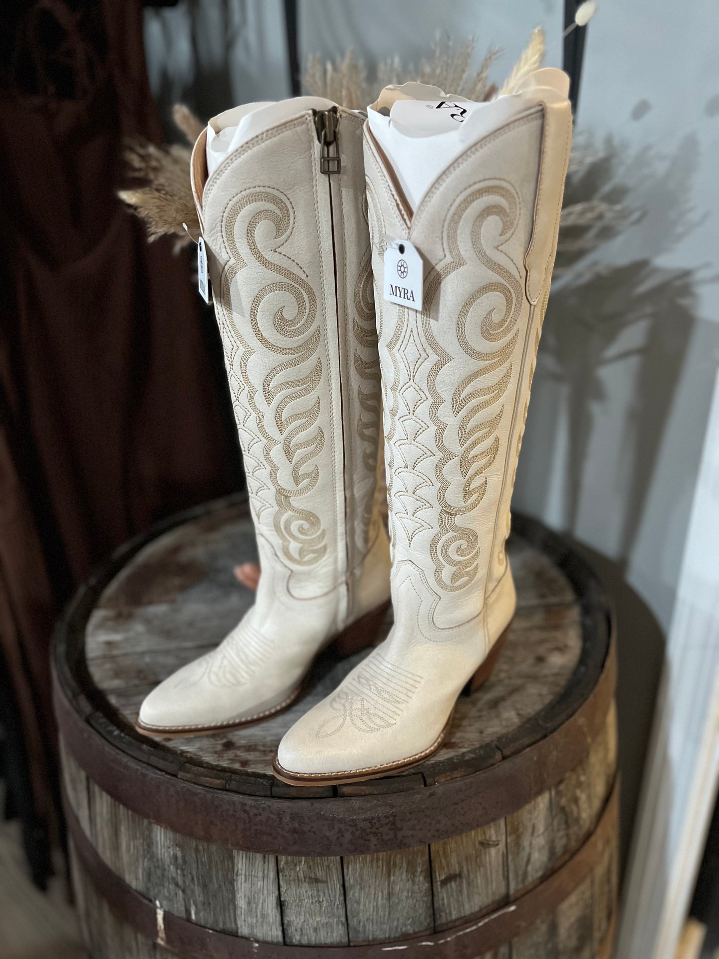 Ivory Black Boots