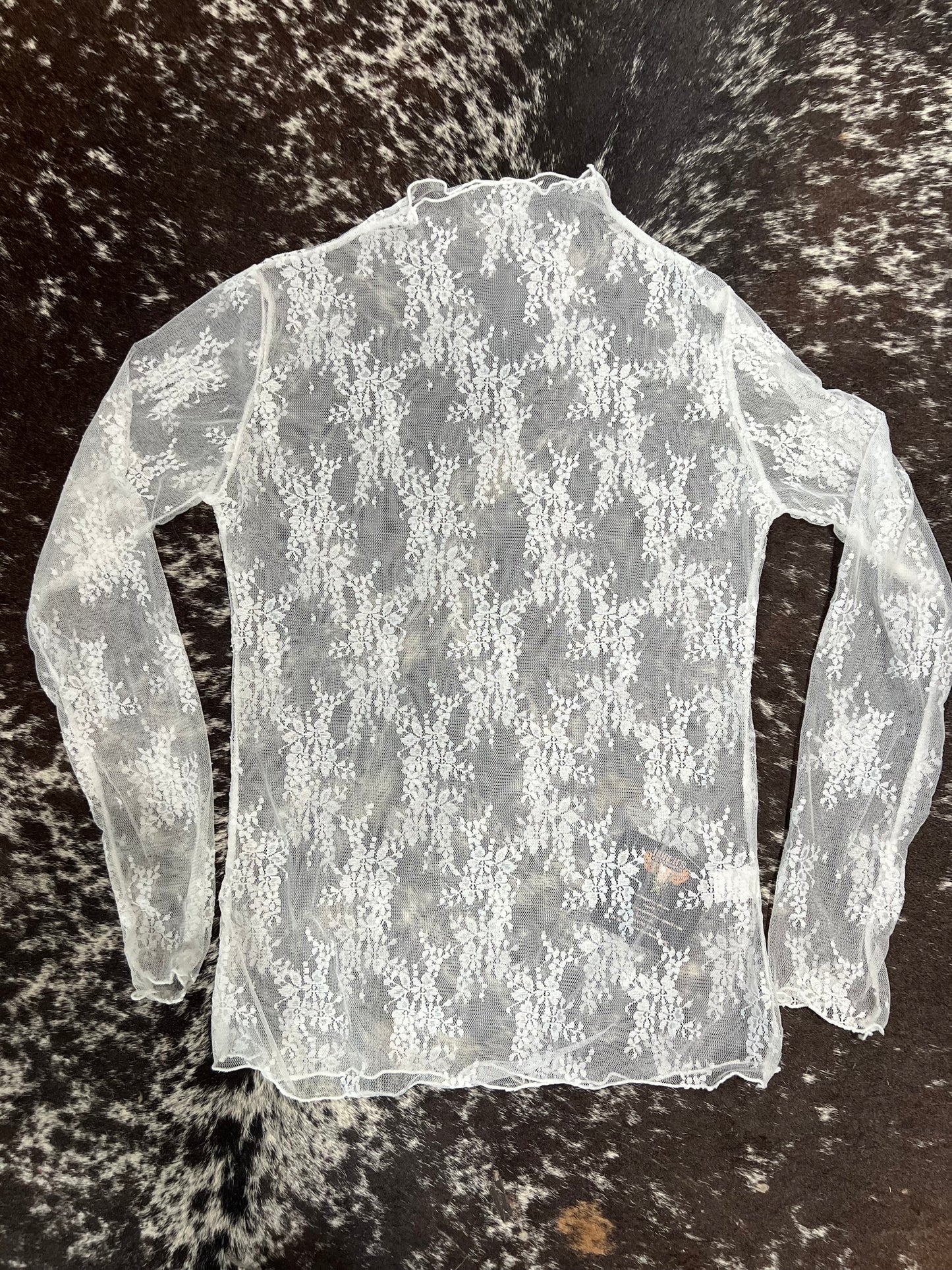 White Mesh Lace Layering Top