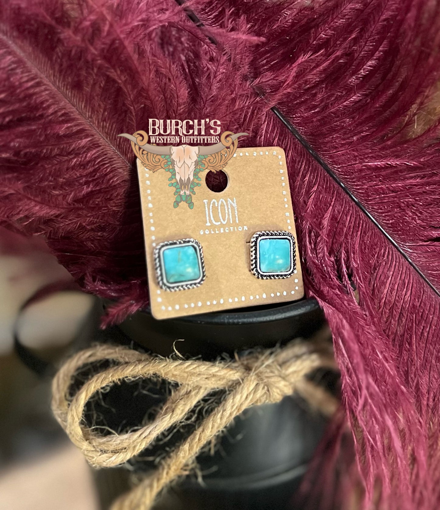 Faux Square Turquoise Studs