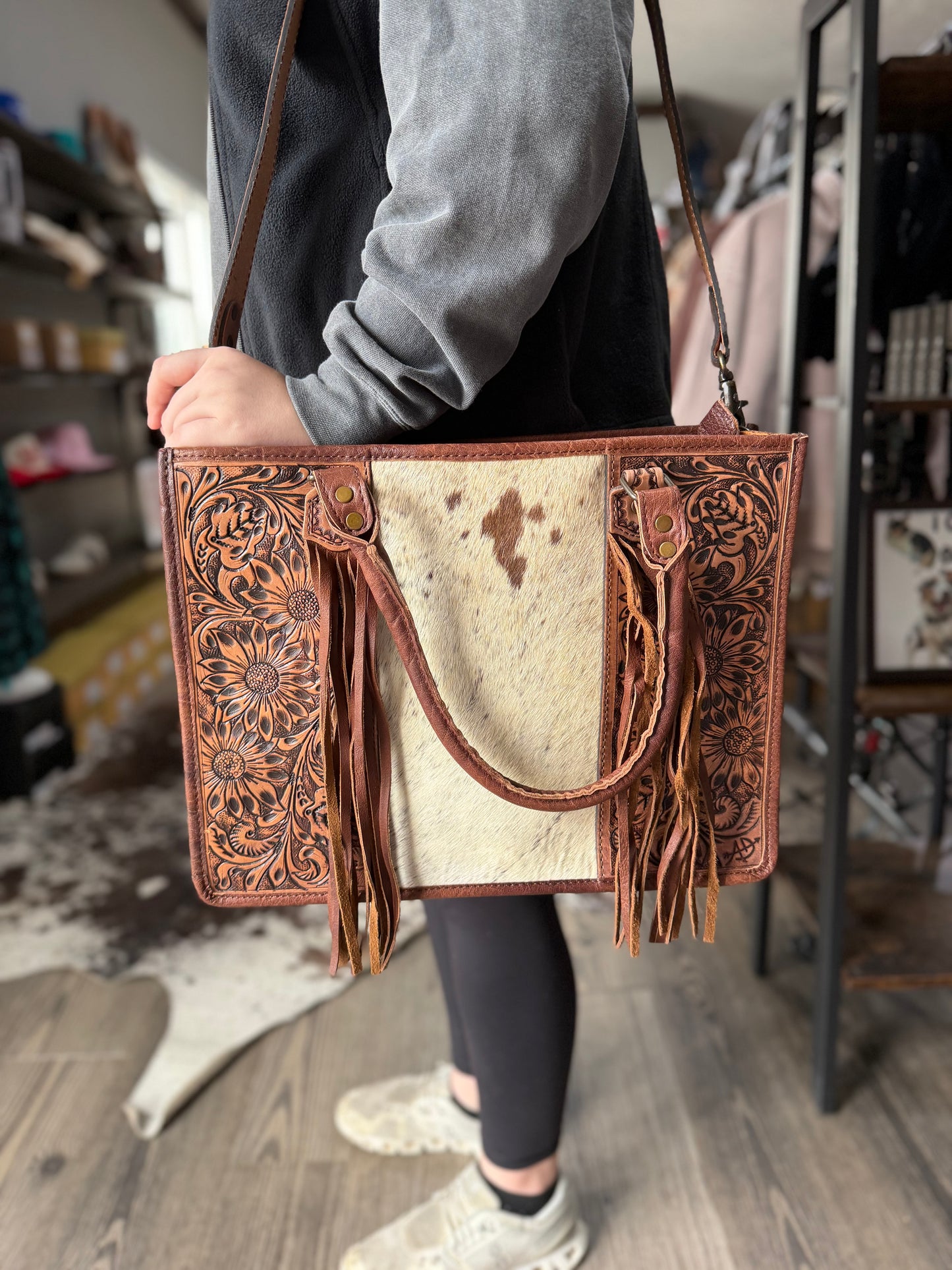 Cowhide Tote Crossbody