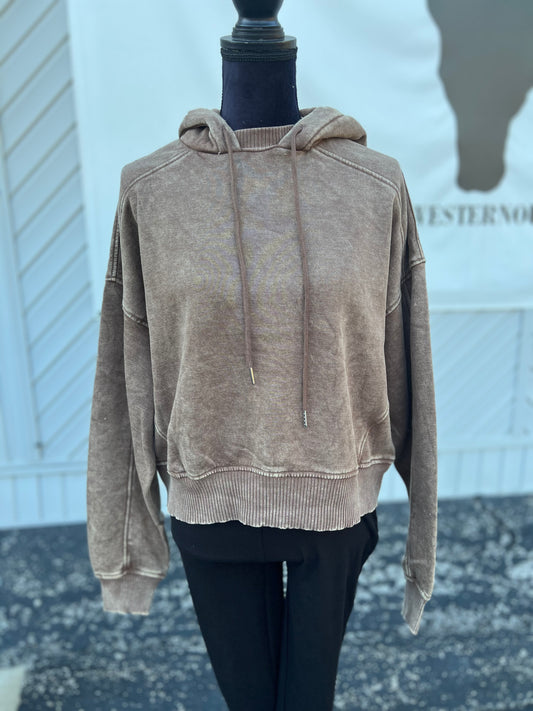Mocha Mineral Wash Hoodie