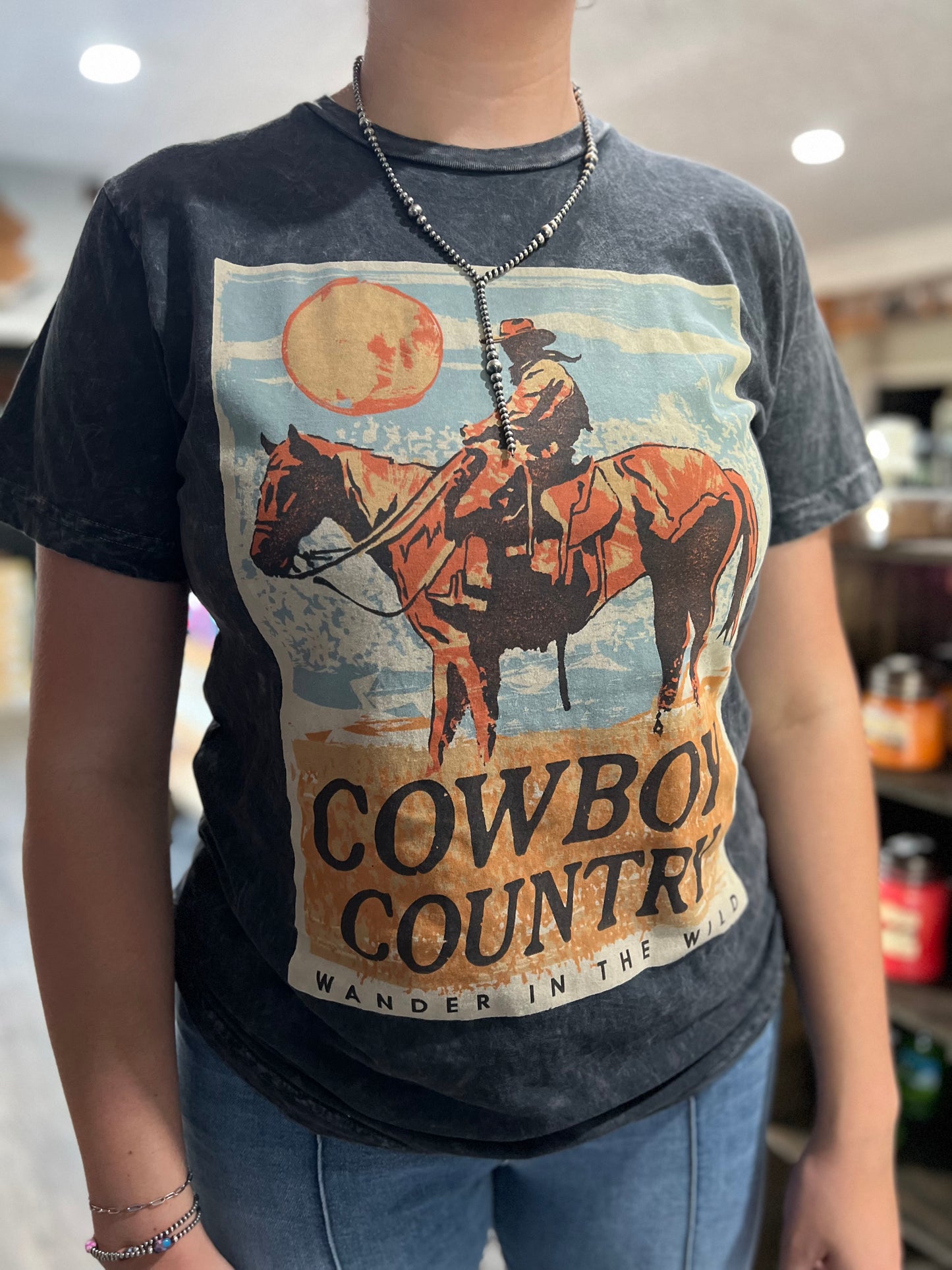 Cowboy Country Black Mineral Wash Tee