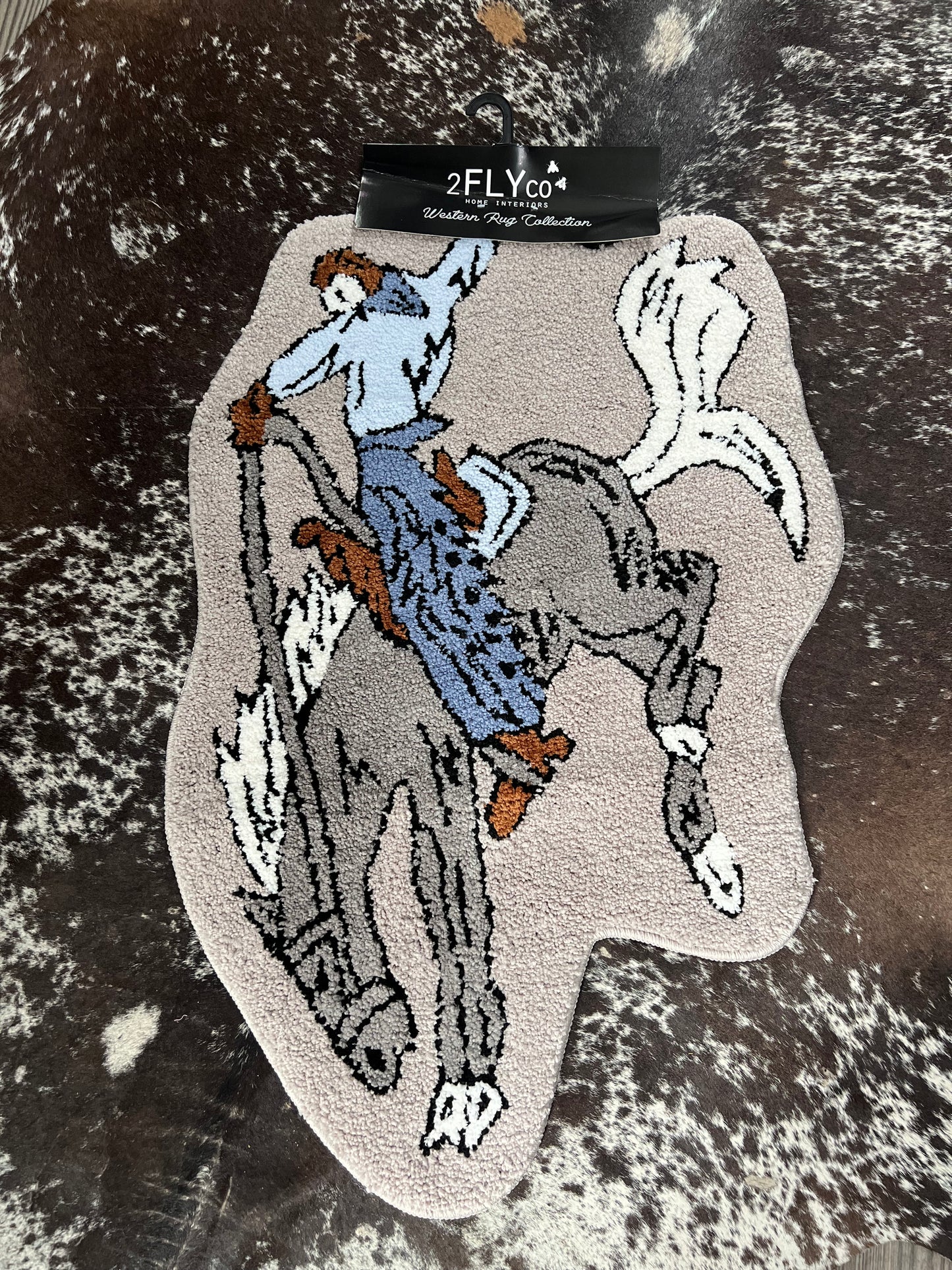 Gray Horse Plush Washable Rug