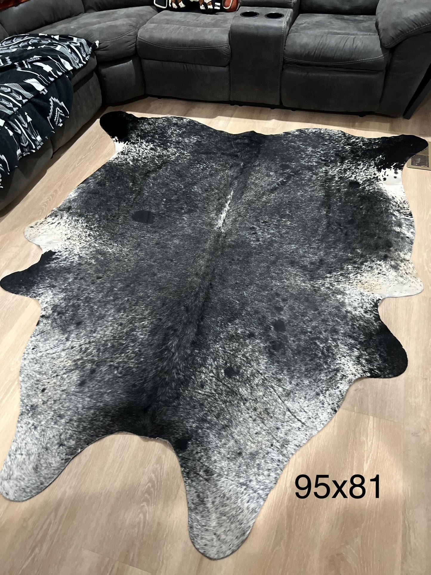Gray Peppered Jumbo Cowhide Rug