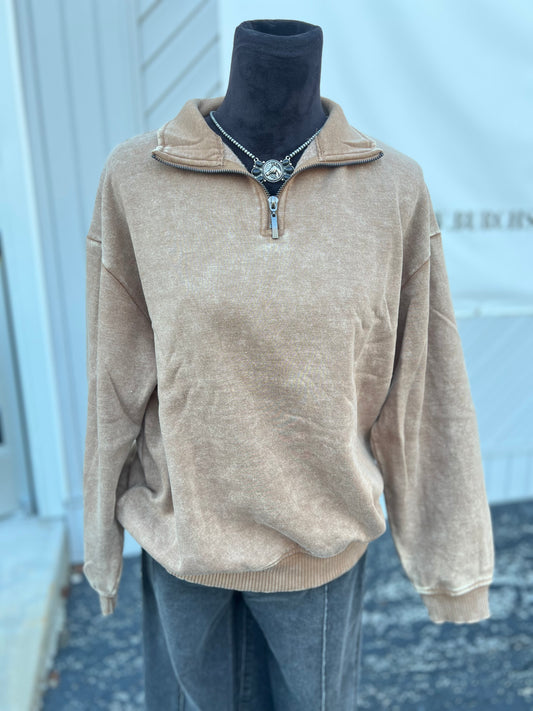 Arena Dirt Mineral Wash Quarter Zip