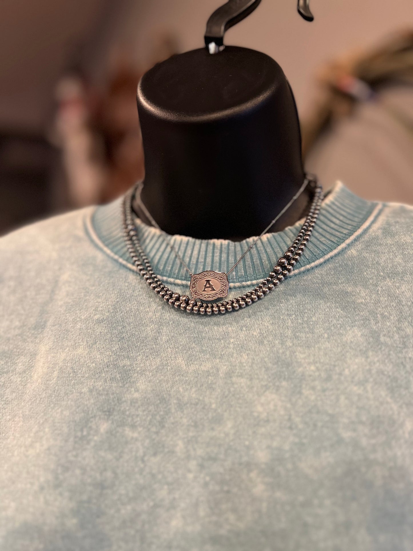 SpurWest Silver Belt Buckle Initial Necklace