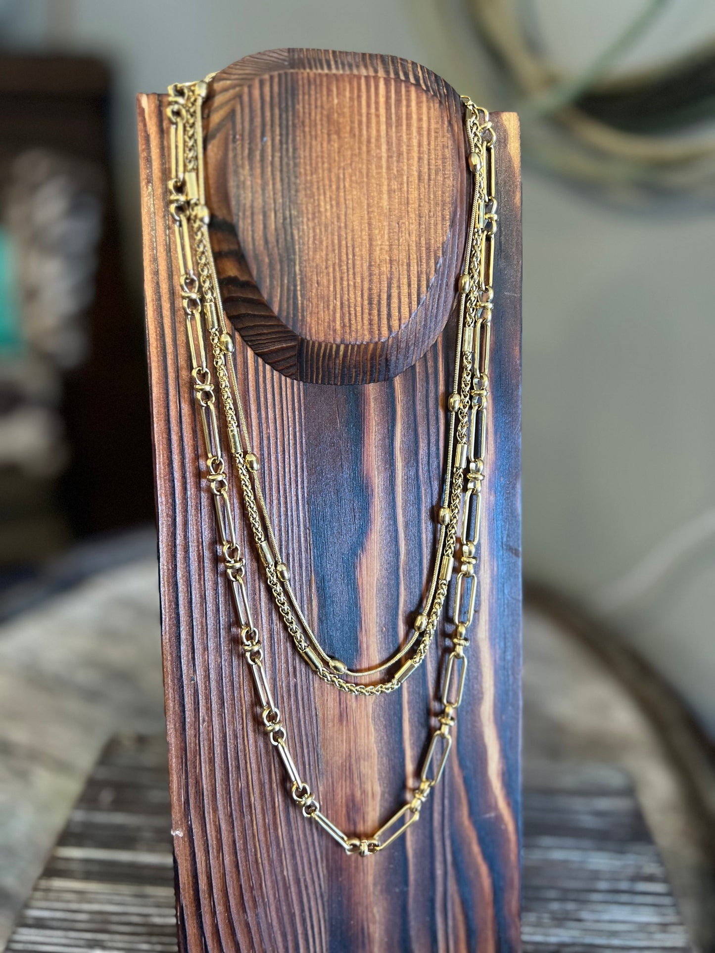 Triple Stack 18K Gold Stainless Steel Necklaces
