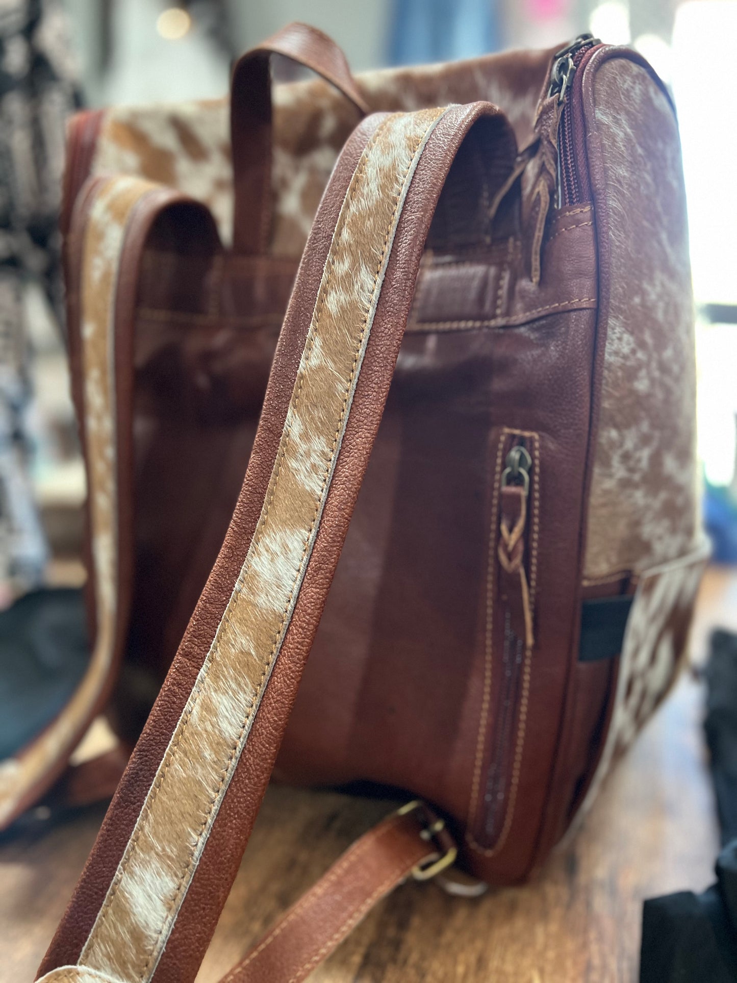 The Drifter Cowhide Backpack Diaper Bag