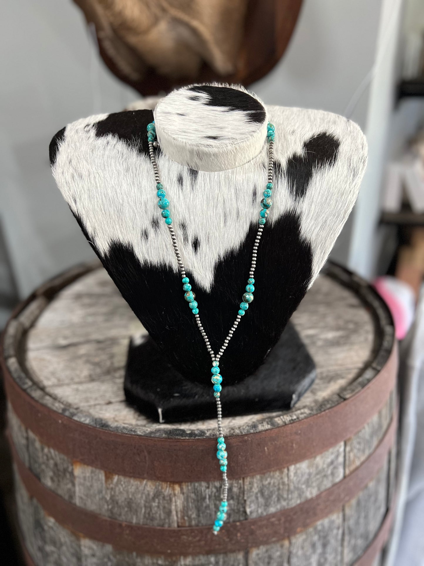 31” Lariat Turquoise Faux Necklace