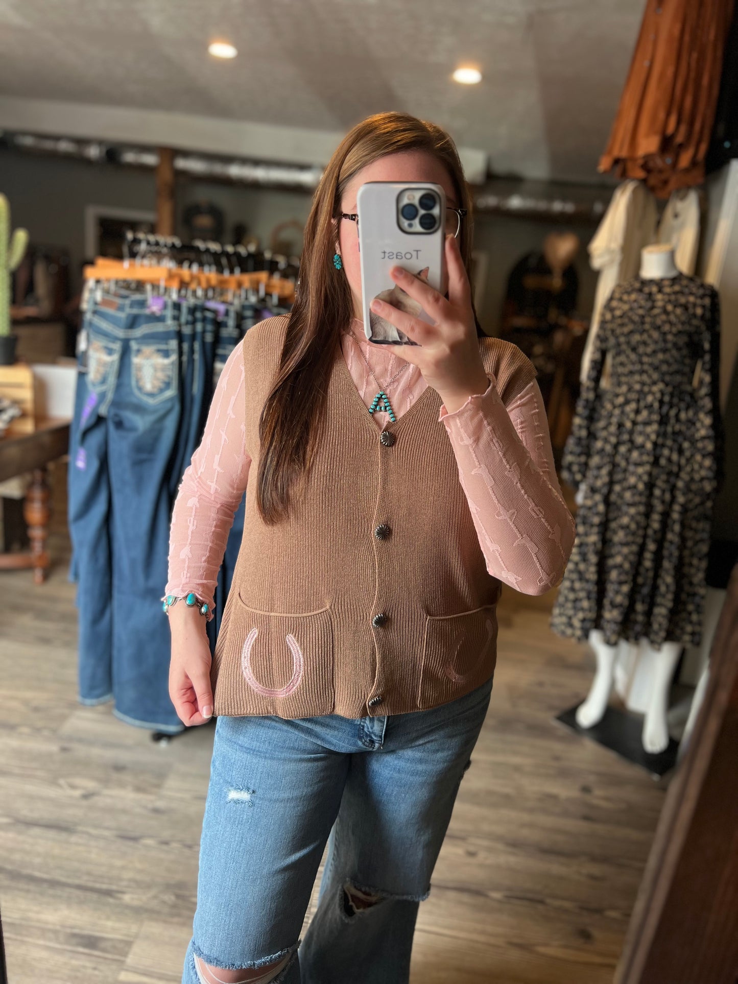 Lucky Knit Vest with Concho Buttons
