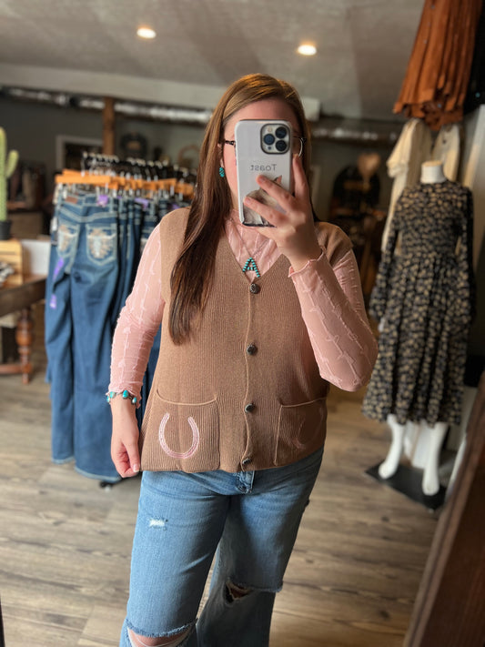 Lucky Knit Vest with Concho Buttons