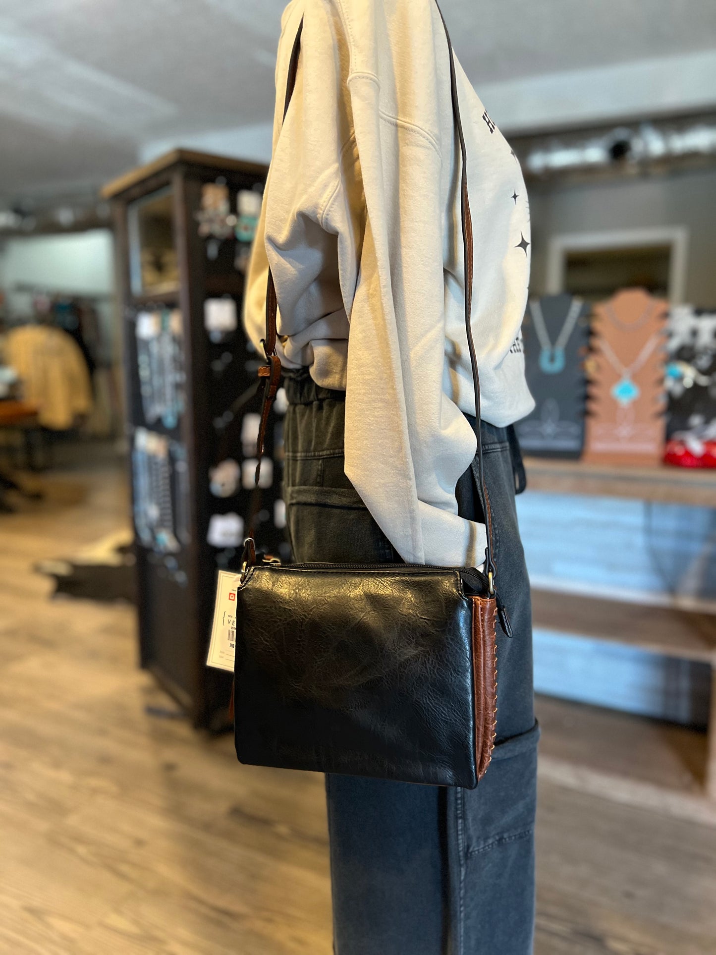 The Sabrina Black/Brown Crossbody