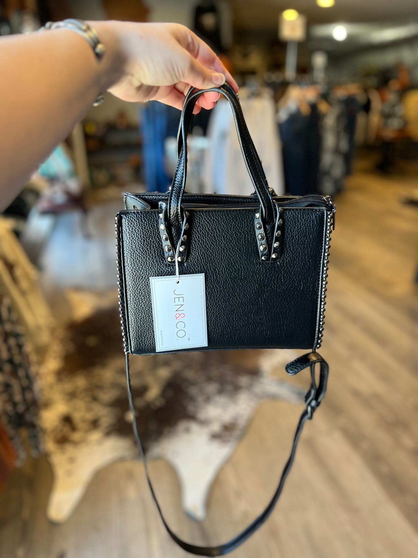 The Lyndie Black Studded Crossbody