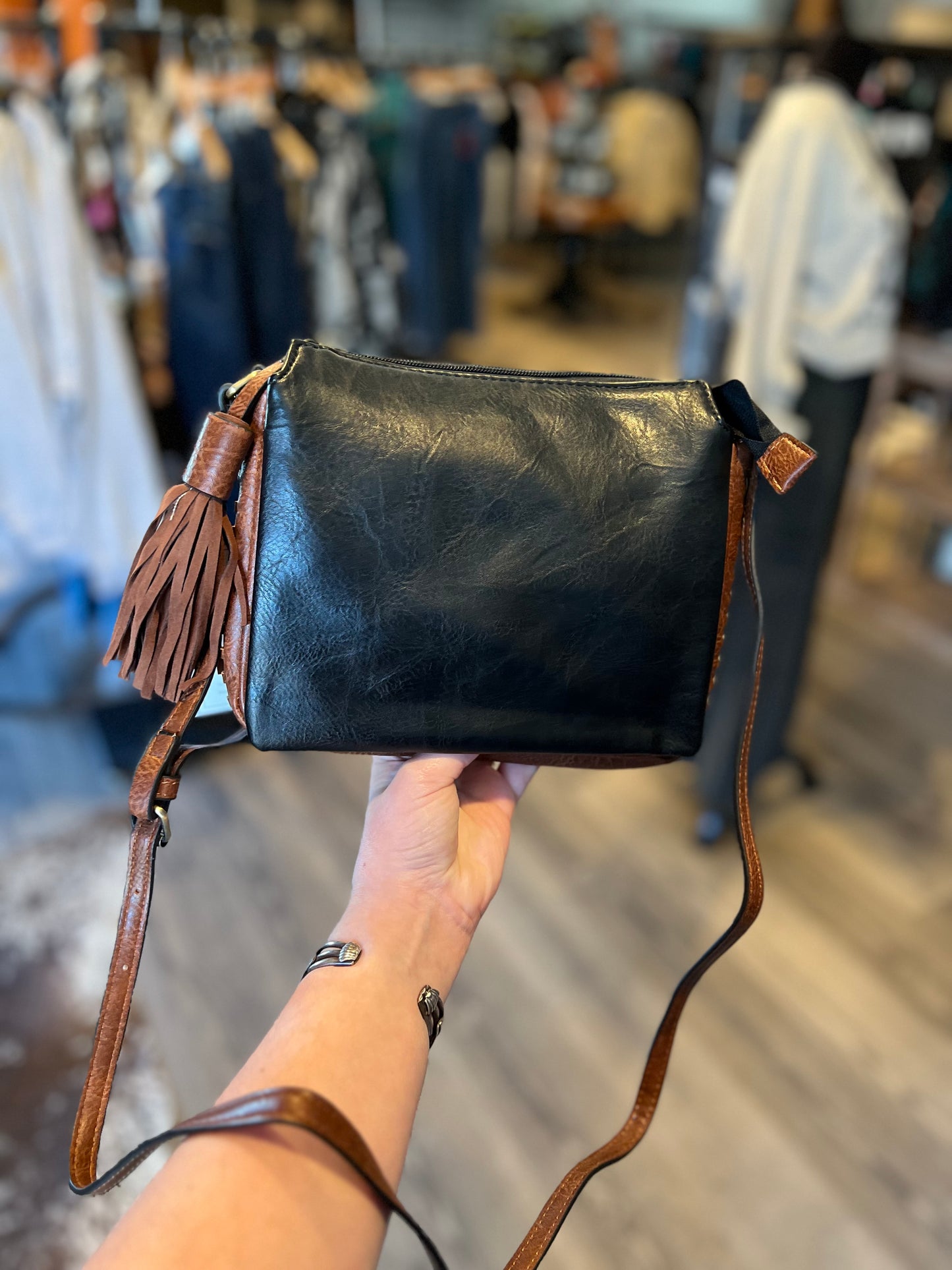 The Sabrina Black/Brown Crossbody