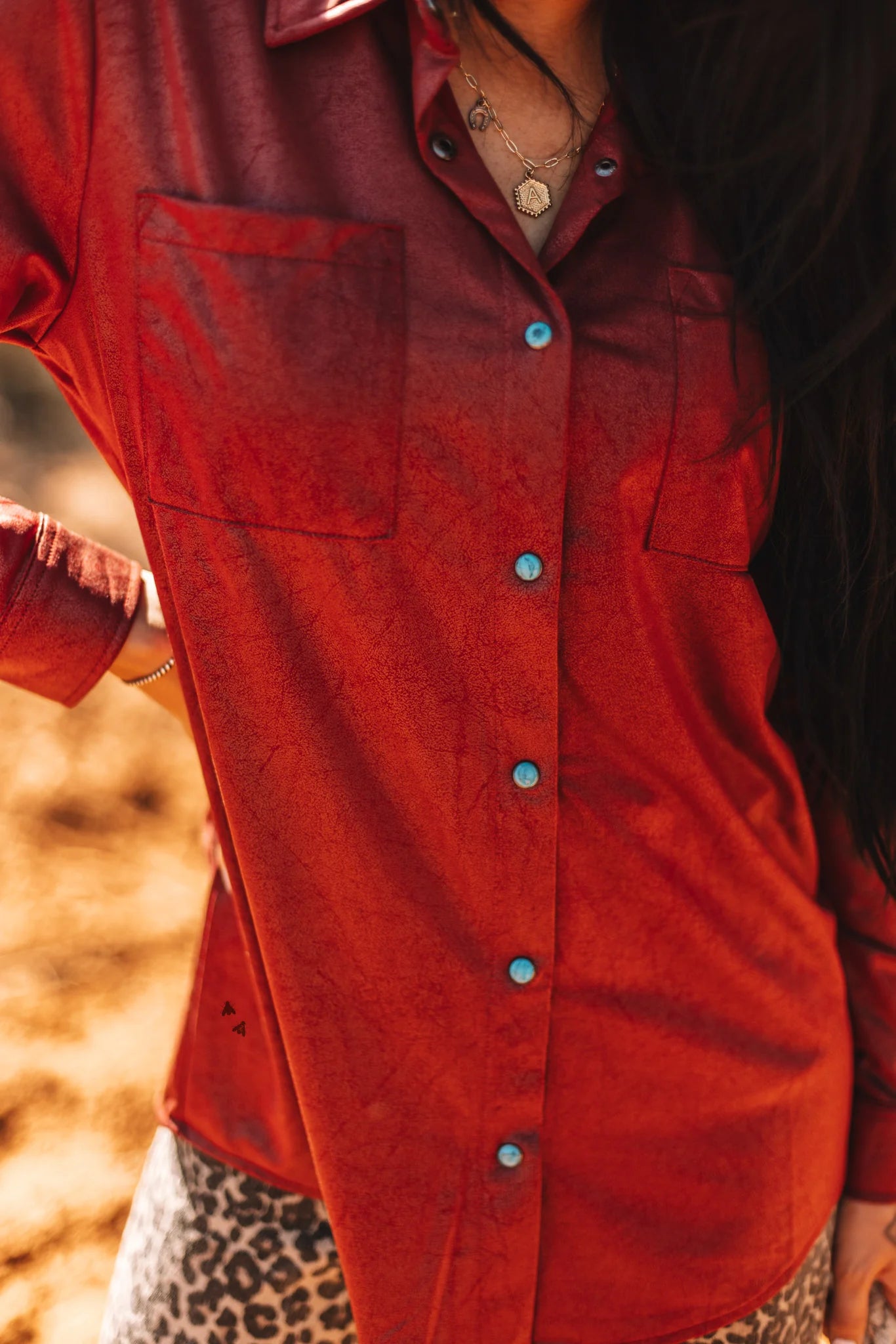 Leather Lux Burgundy Pearl Snap