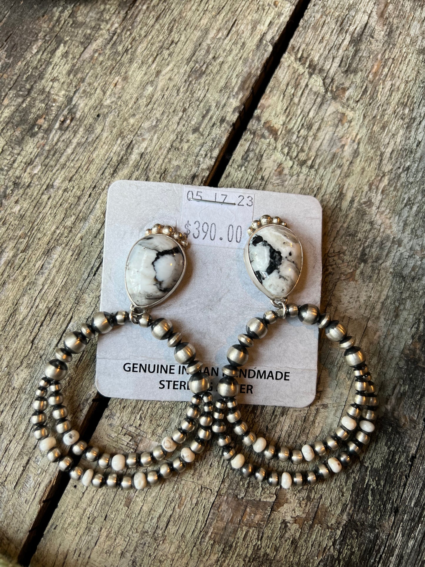 White Buffalo Hoop Studs
