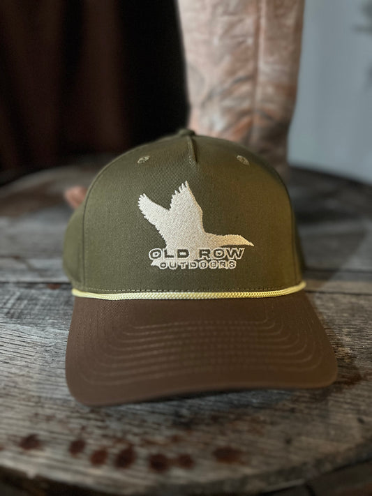 Old Row Flying Duck Rope Hat Olive