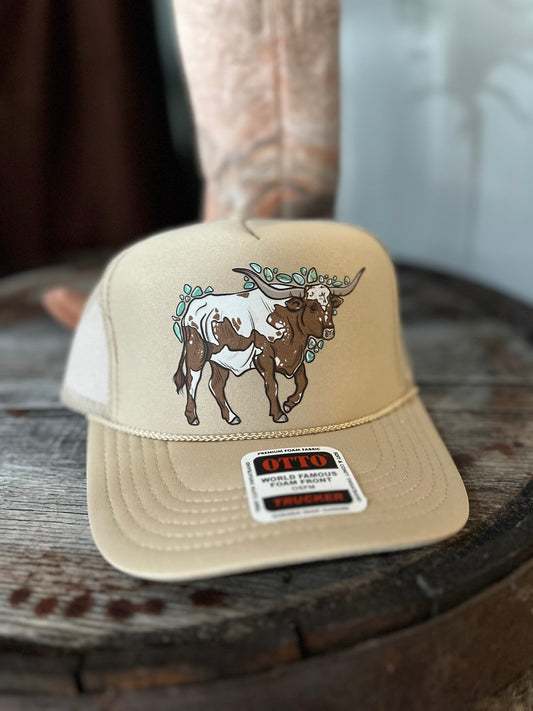 Turquoise Longhorn Trucker Hat
