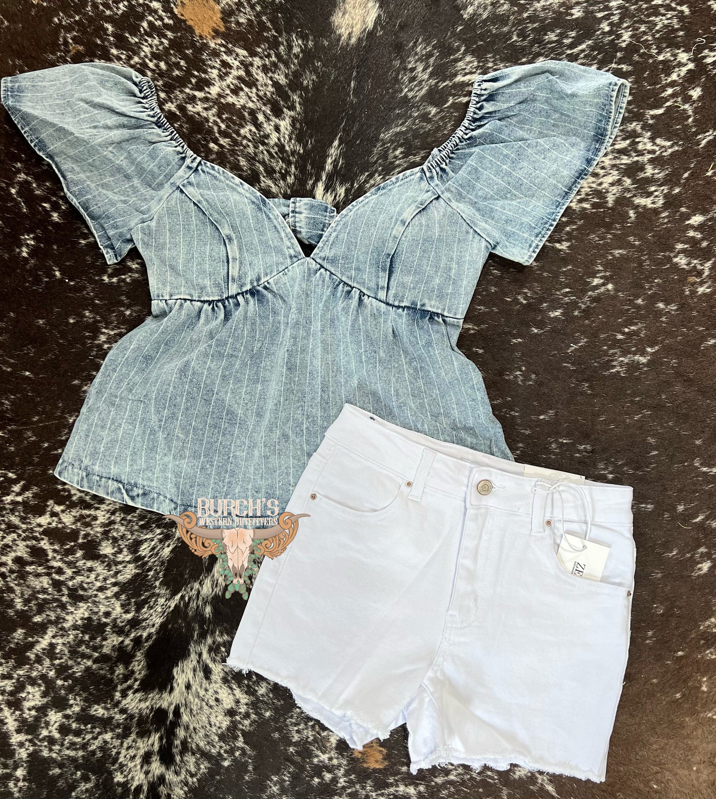 Washed Stripe Denim Top