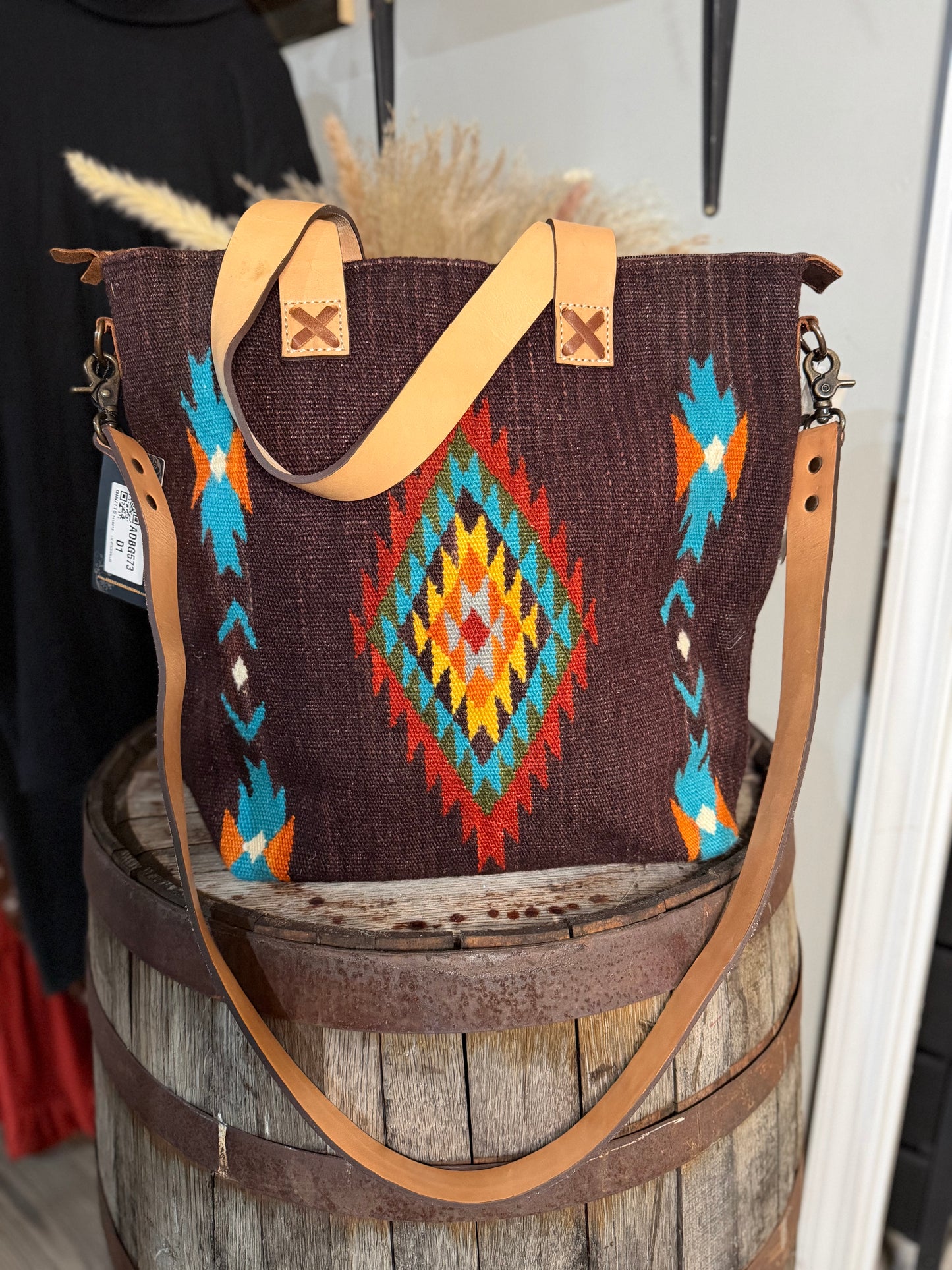 Chocolate XL Saddleblanket Tote Crossbody Travel