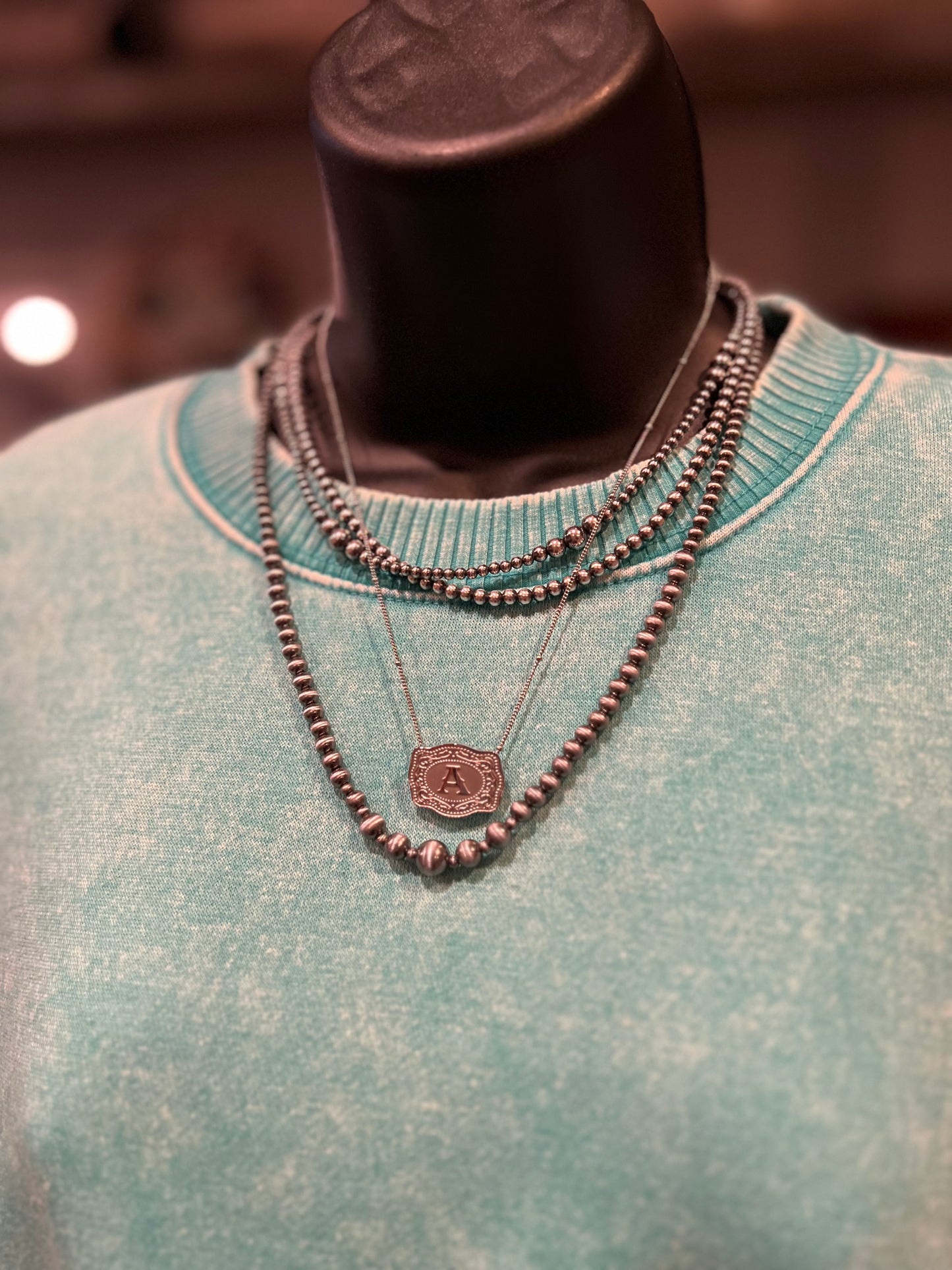 SpurWest Silver Belt Buckle Initial Necklace