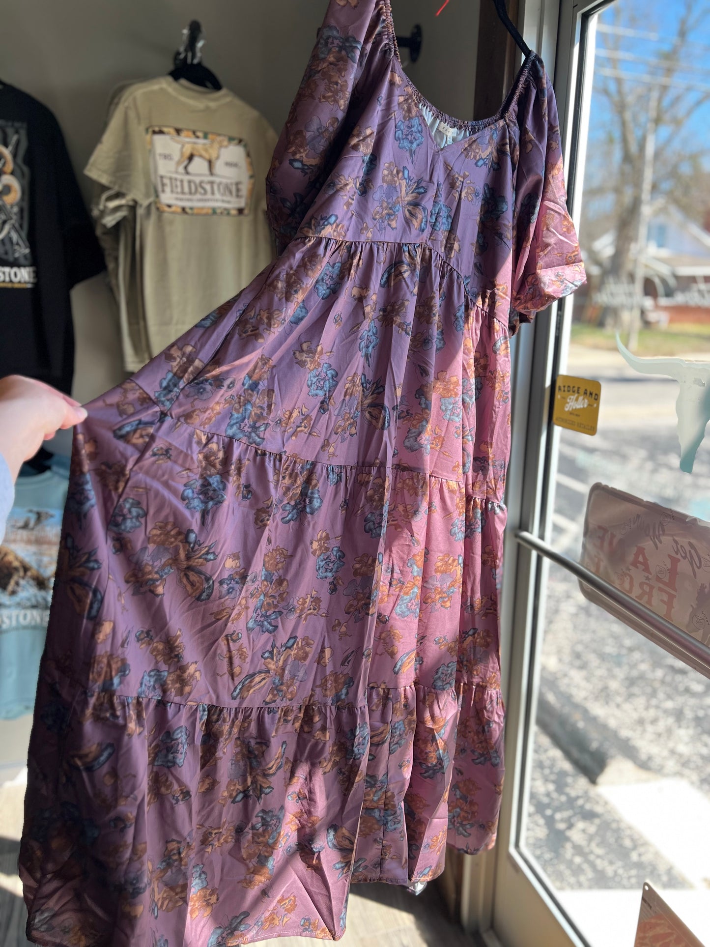 Plum Bubble Sleeve Dress Plus